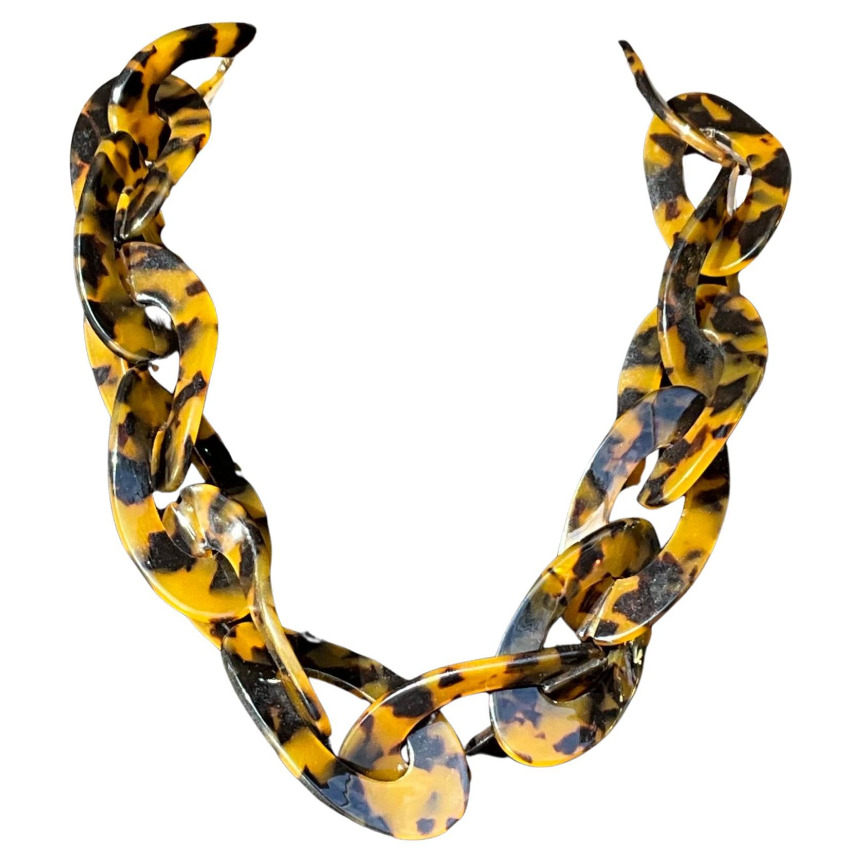 Vintage Acrylic Tortoise Necklace For Sale