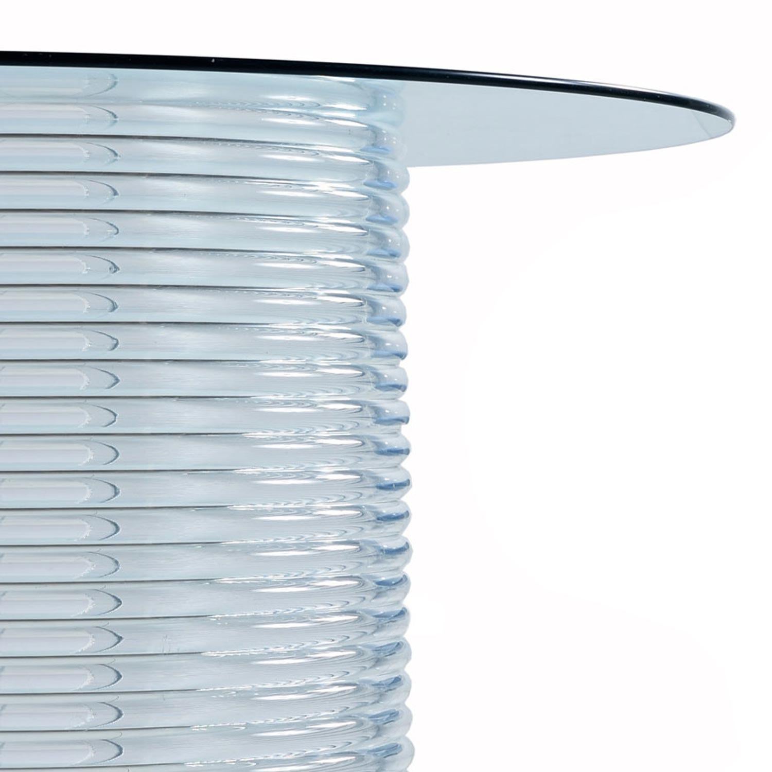 American Vintage Acrylic Tubular Stacked Lucite Circular Dining Table with Glass Top