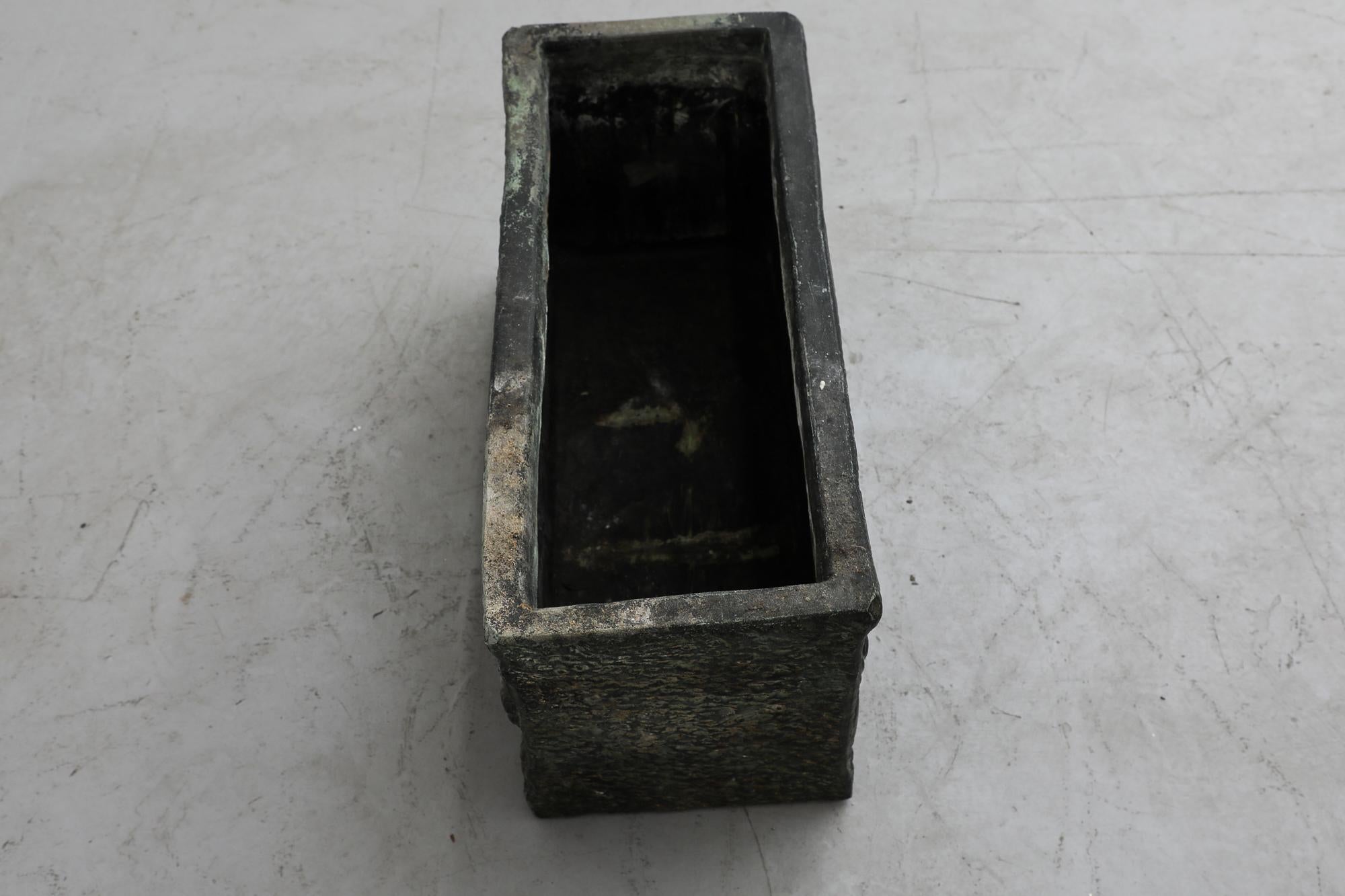 Vintage Adam and Eve Green Engraved Ceramic Planter Box For Sale 8