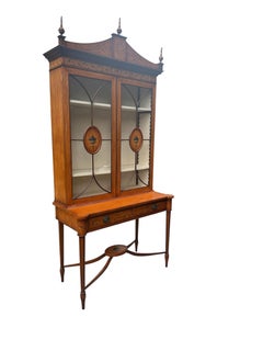 Vintage Adams Style Paint Decorated Display China Cabinet