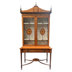 Vintage Adams Style Paint Decorated Display China Cabinet
