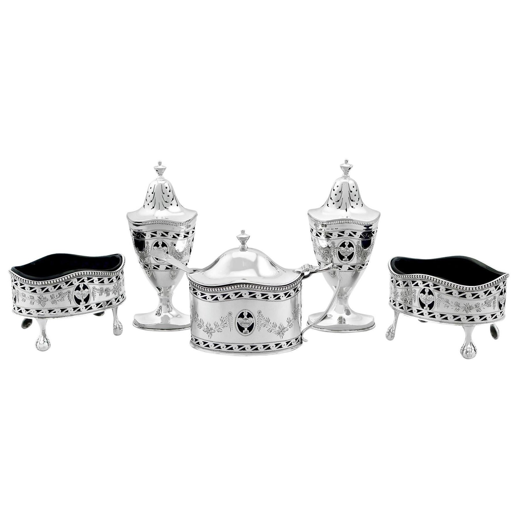 Set di condimenti vintage in argento sterling