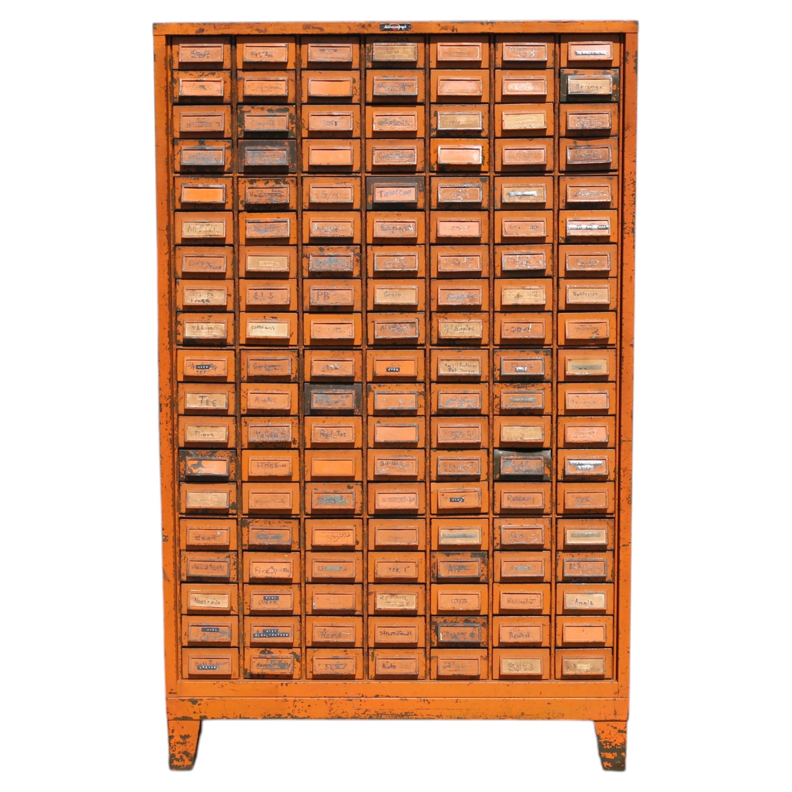 Vintage Addressograph Industrial Steel Metal 133 Drawer Parts & File Cabinet