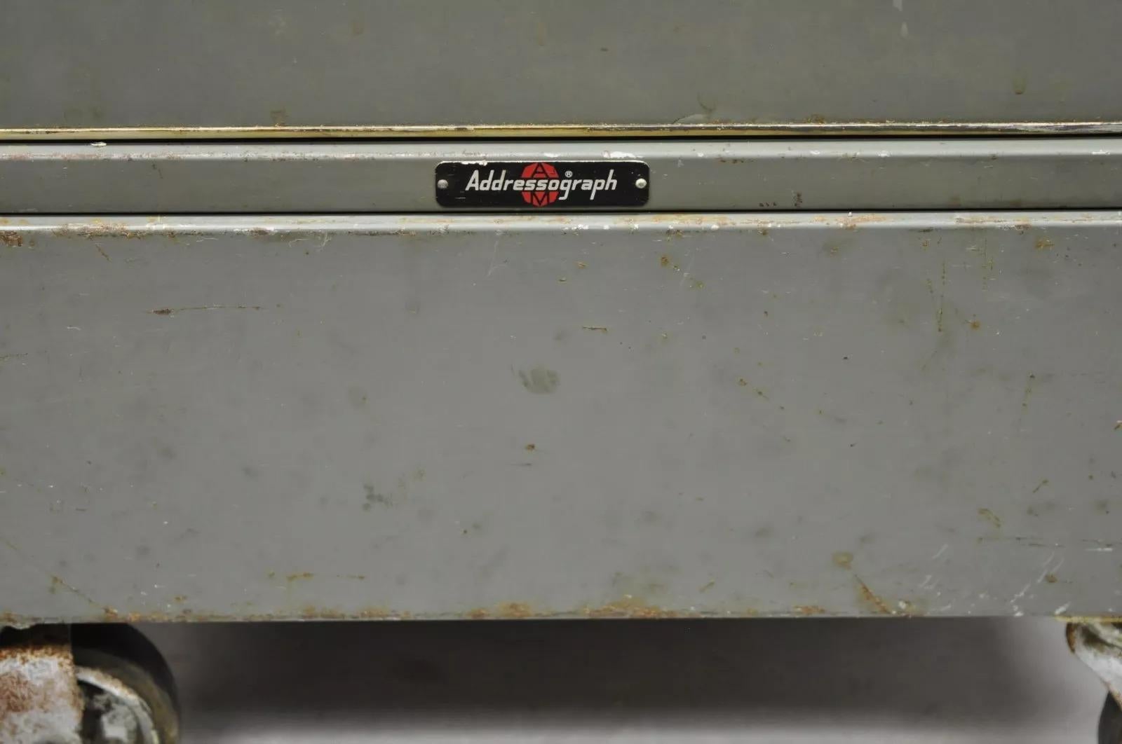 Vintage Addressograph Industrial Steel Metal 30 Drawer Garage Parts Cabinet For Sale 5