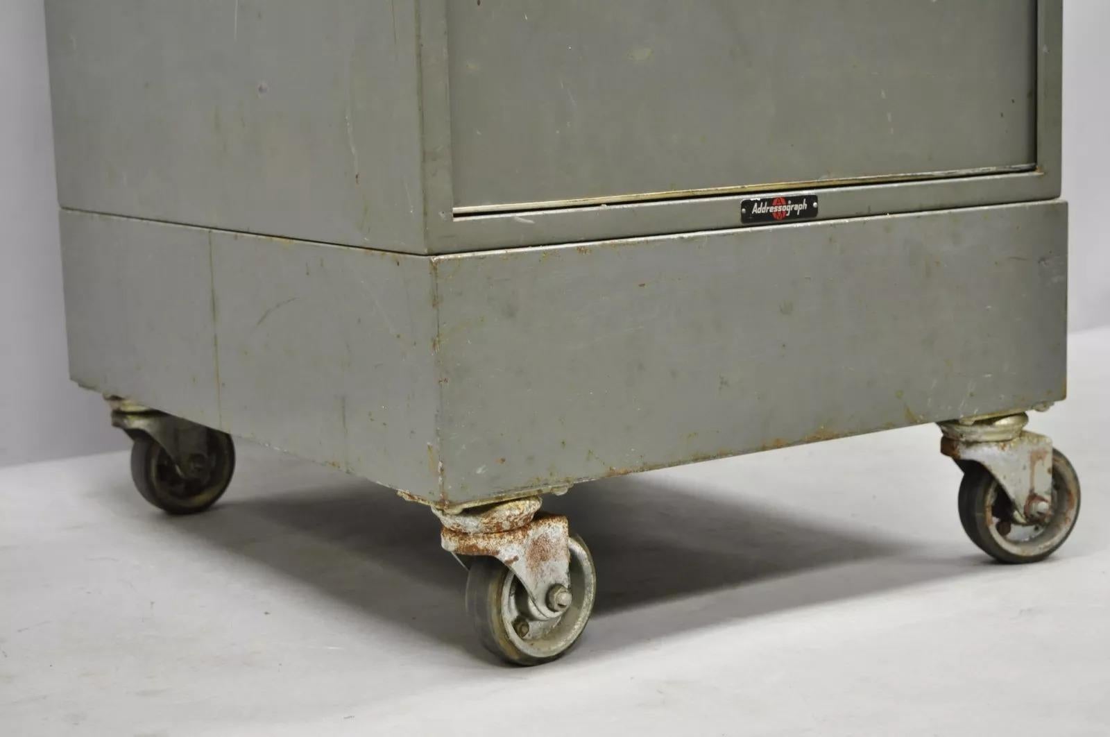 Vintage Addressograph Industrial Steel Metal 30 Drawer Garage Parts Cabinet For Sale 6