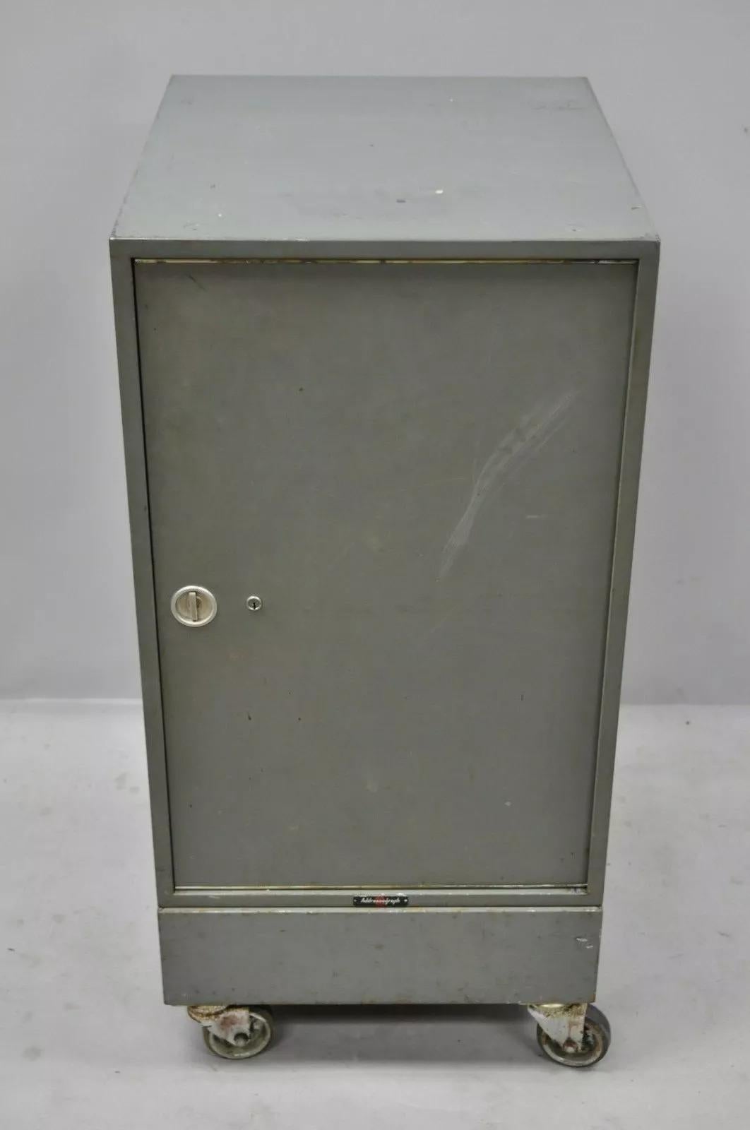 Vintage Addressograph Industrial Steel Metal 30 Drawer Garage Parts Cabinet For Sale 1