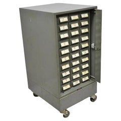 Vintage Addressograph Industrial Steel Metal 30 Drawer Garage Parts Cabinet