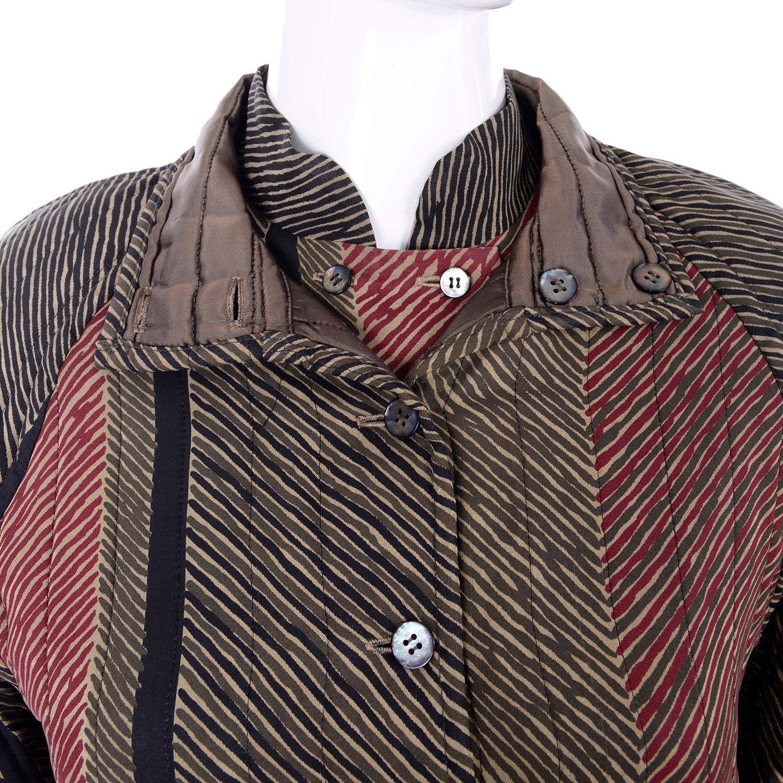 1980s Adele Simpson Blouse & Quilted Jacket 2Pc Ensemble in Abstract Print 7