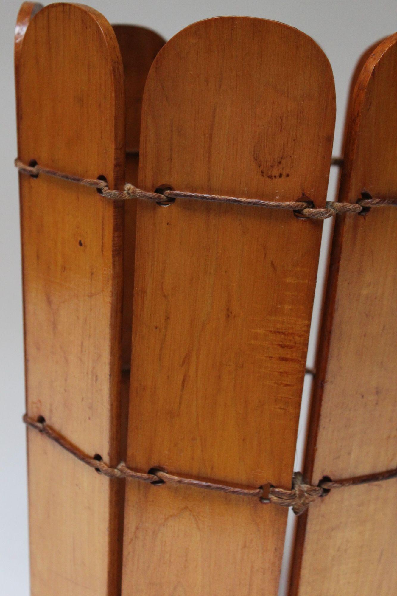 Twine Vintage Adirondack / Craftsman-Style Maple Wastebasket For Sale