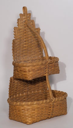 Vintage Adirondack Folk Art Traditional Tiered Storage Basket