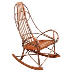 Vintage Adirondack Style Bent Hickory And Oak Rocker, 20th C.