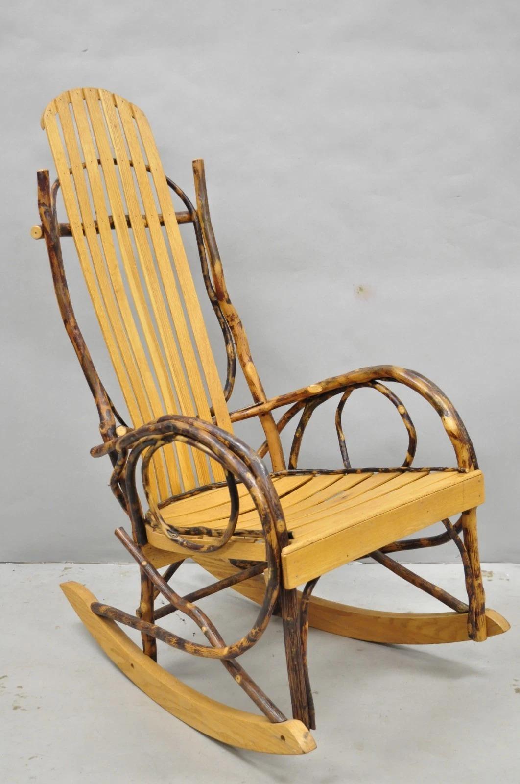 Vintage Adirondack Tree Branch Twig Arts & Crafts Primitive Rocker Rocking Chair en vente 5