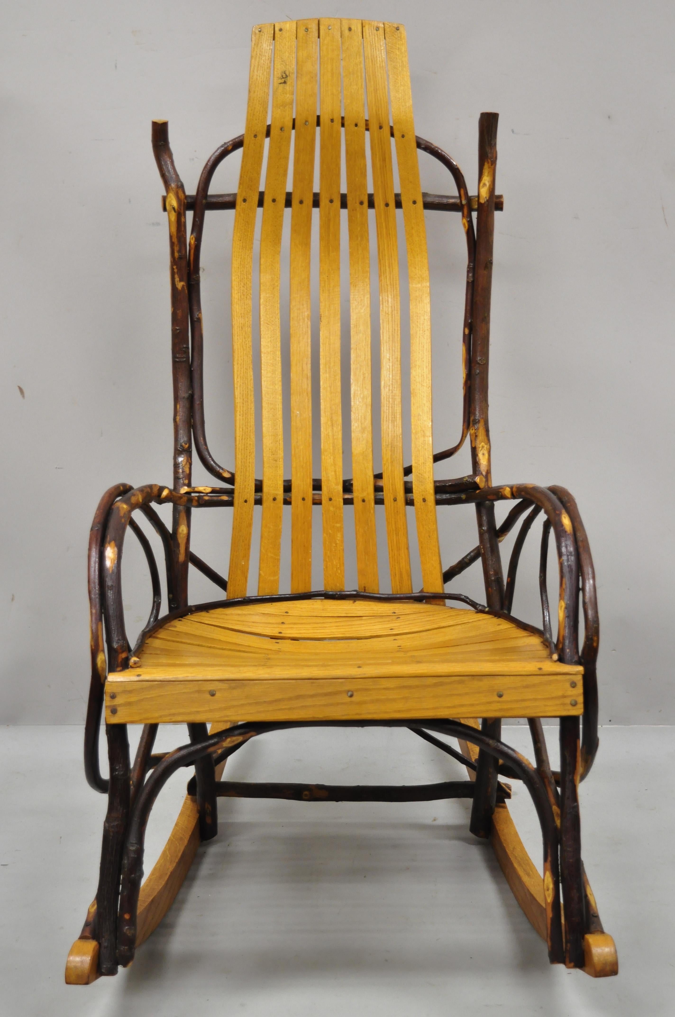 Vintage Adirondack Tree Branch Twig Arts & Crafts Primitive Rocker Rocking Chair For Sale 4