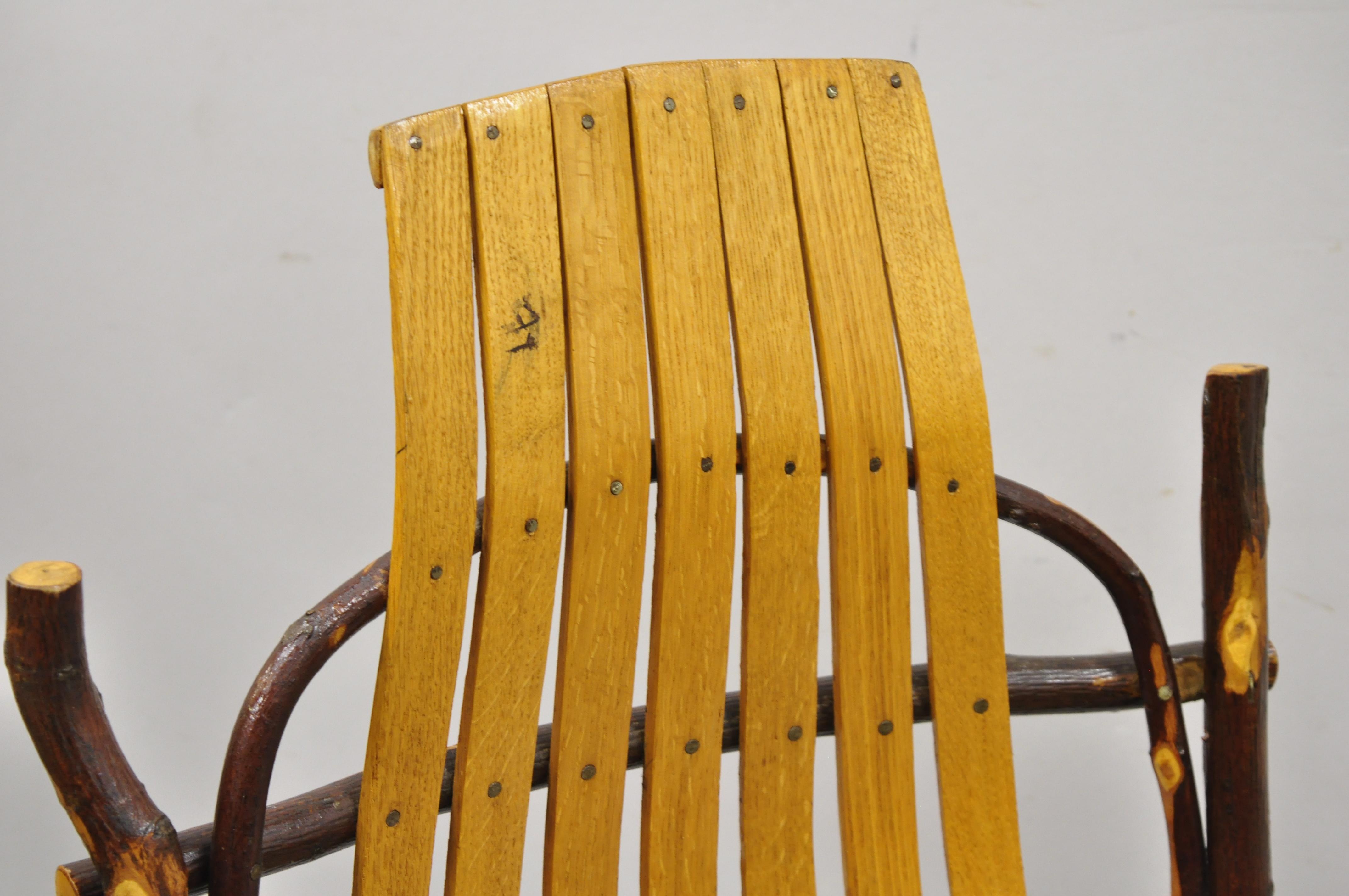 20th Century Vintage Adirondack Tree Branch Twig Arts & Crafts Primitive Rocker Rocking Chair For Sale
