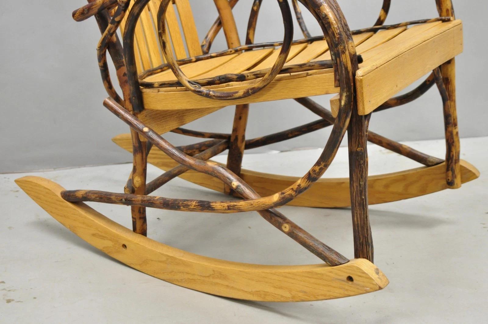 Vintage Adirondack Tree Branch Twig Arts & Crafts Primitive Rocker Rocking Chair en vente 1