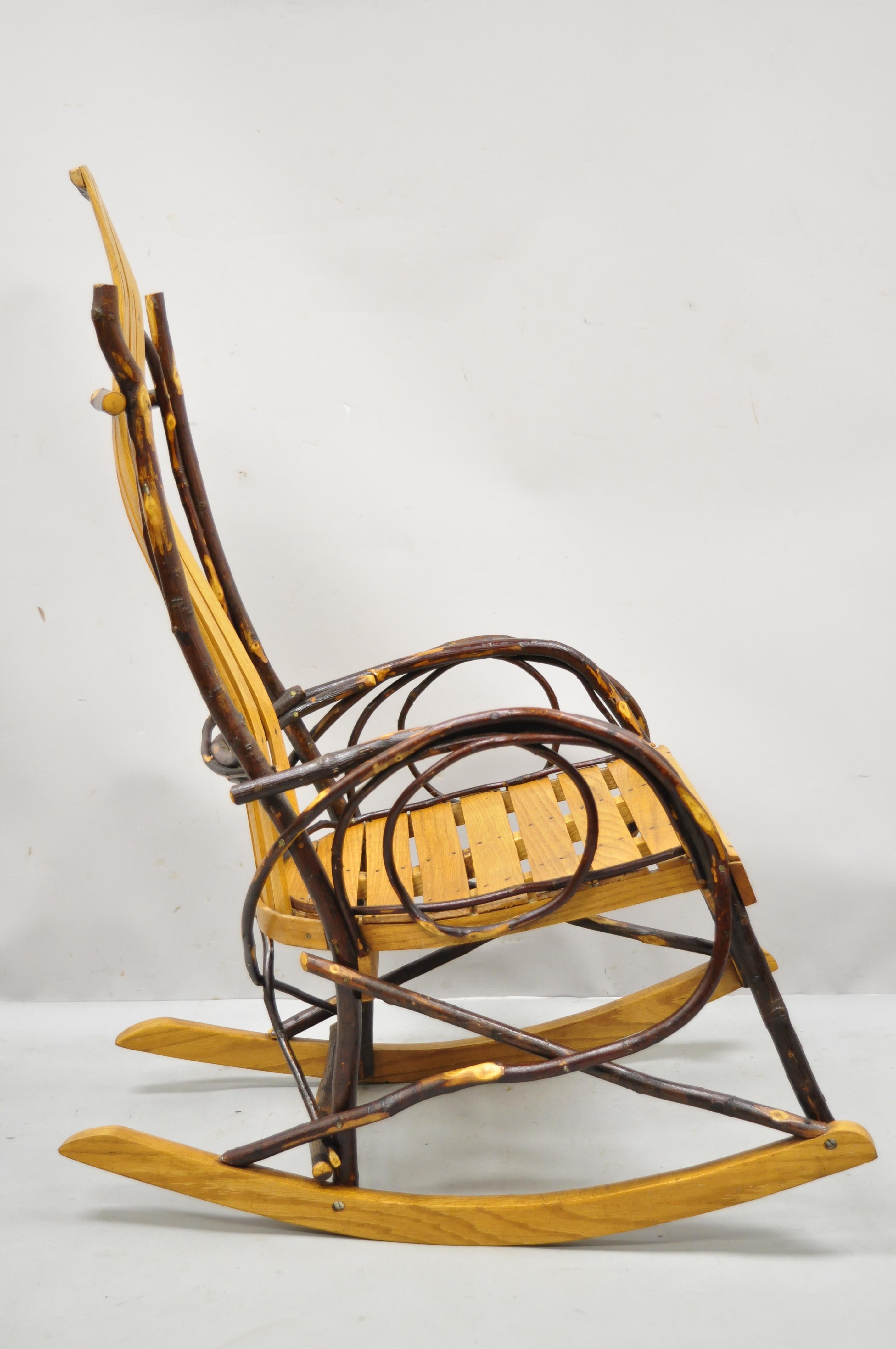 Vintage Adirondack Tree Branch Twig Arts & Crafts Primitive Rocker Rocking Chair For Sale 1