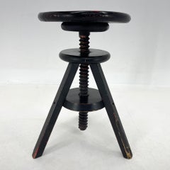 Vintage Adjustable All-Wood Piano Stool, Italy