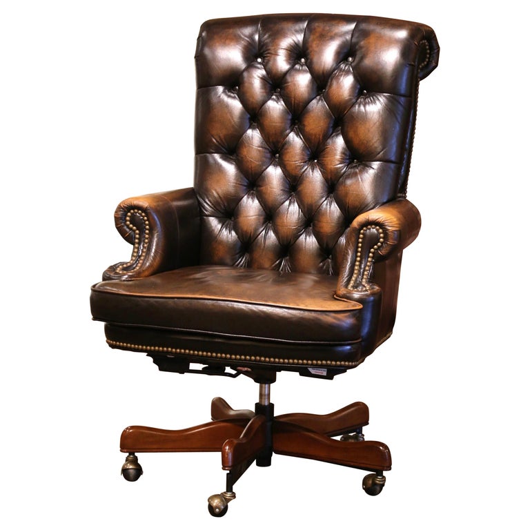 Vintage leather bankers chair top