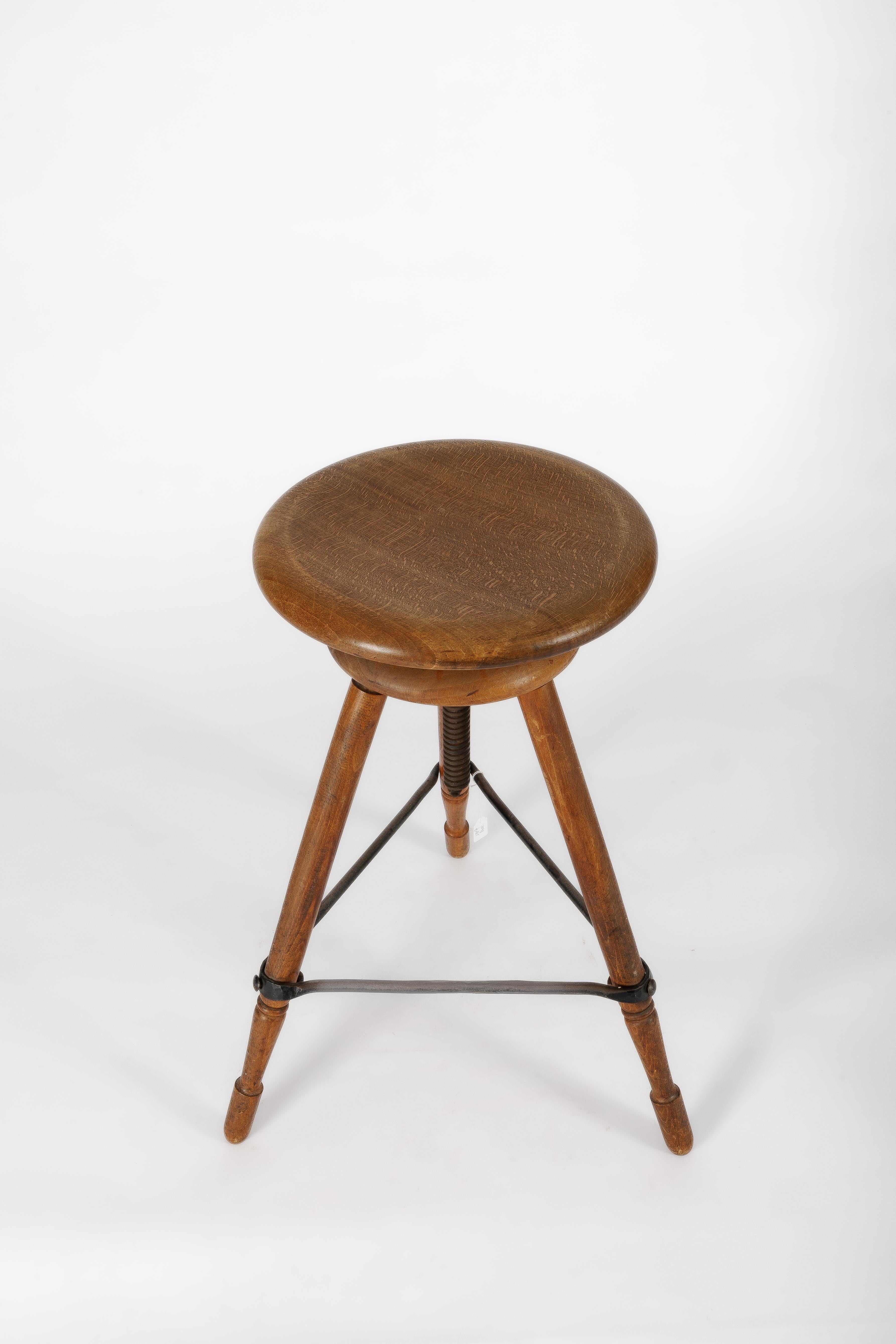 Verstellbarer Architekten-Drehhocker im Vintage-Stil (Geschmiedet) im Angebot