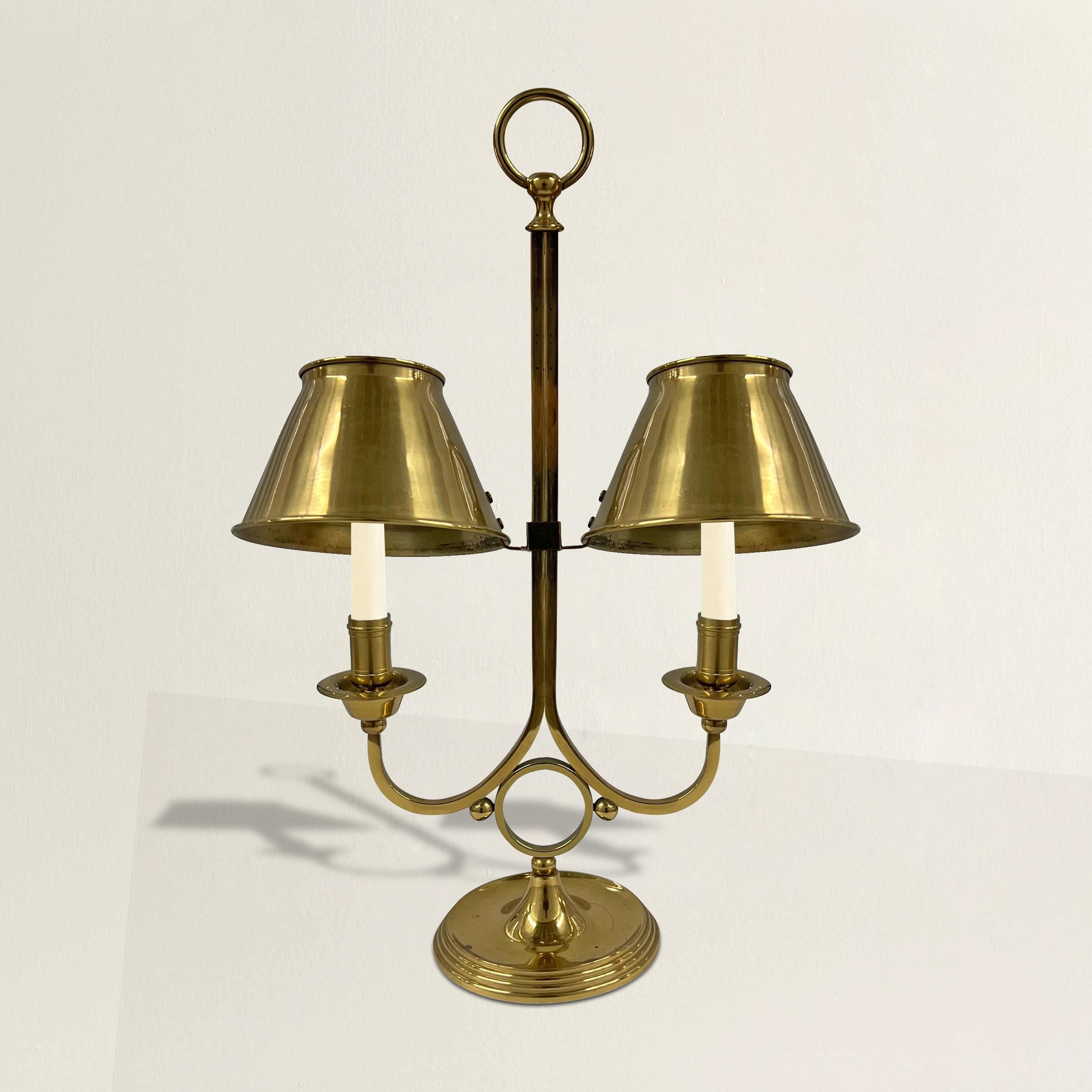 American Vintage Adjustable Brass Candle Lamp For Sale