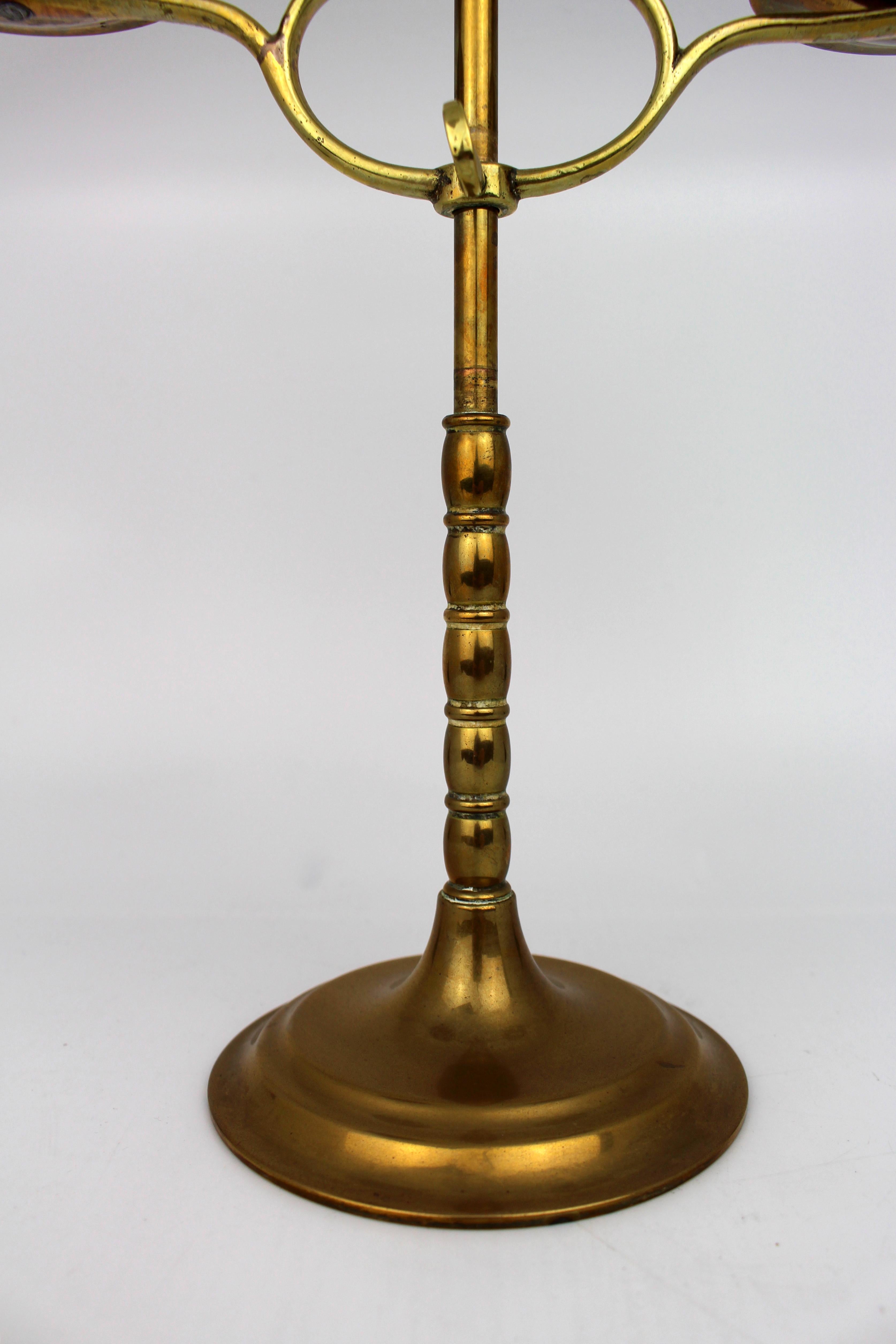European Vintage Adjustable Brass Twin-Arm Candelabra, Mid-20th Century For Sale
