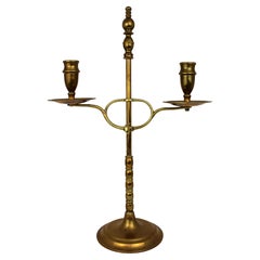 Vintage Adjustable Brass Twin-Arm Candelabra, Mid-20th Century