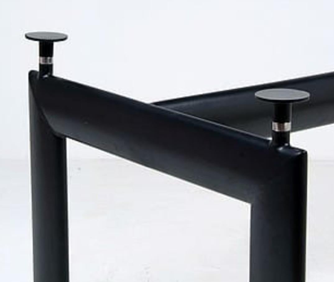 Vintage Verstellbarer Konferenz Esstisch Schwarz LC6 Tisch Mit Original Dickem Glas im Angebot 8