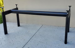 Tavolo da pranzo da conferenza regolabile vintage LC6 nero con vetro spesso originale