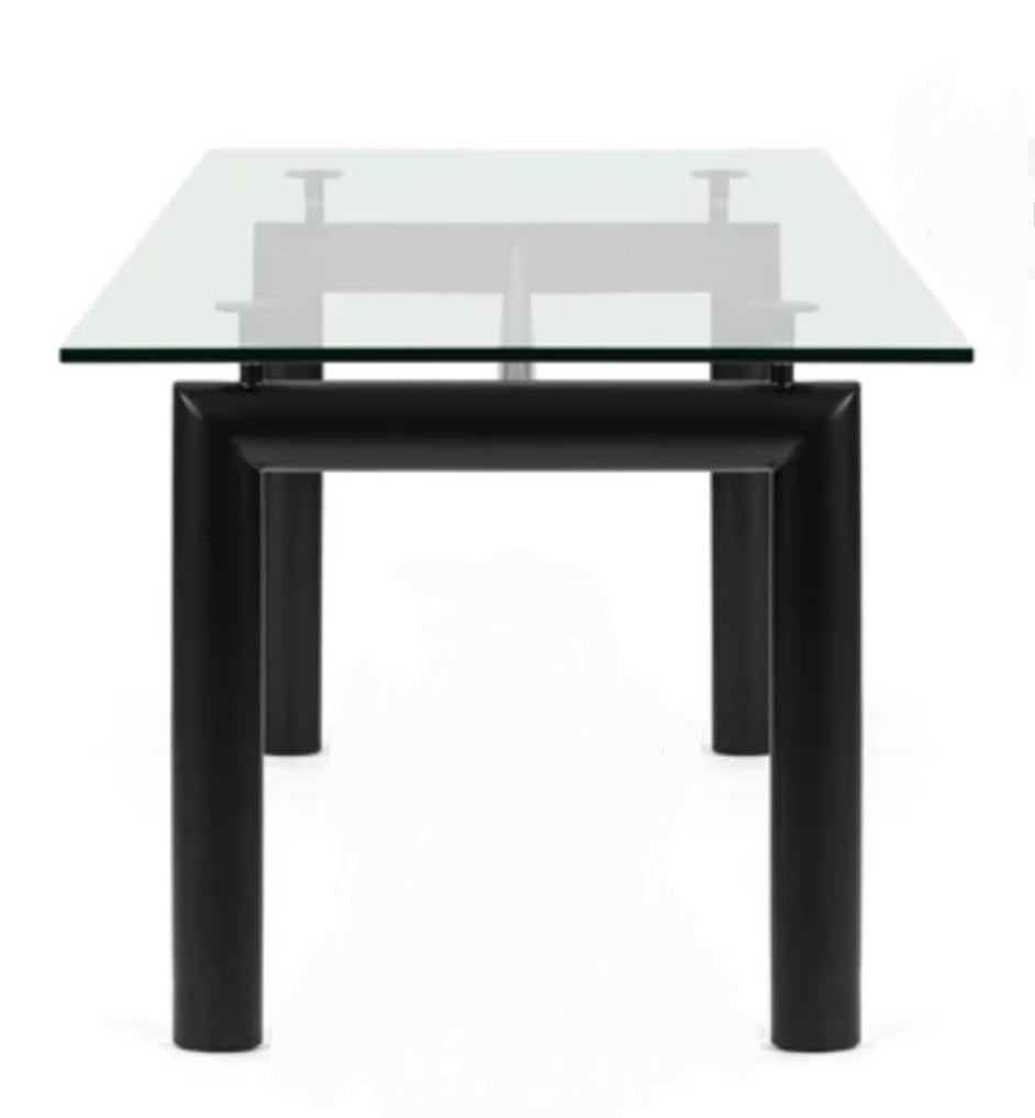 Vintage Verstellbarer Konferenz Esstisch Schwarz LC6 Tisch Mit Original Dickem Glas im Angebot 3
