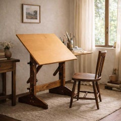 Vintage Adjustable Drafting Table by Versa Tables, Solid Wood, Mid-20th Century