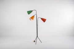 Vintage Adjustable Floor Lamp with Three Shades – Mid-Century Modern, 1950