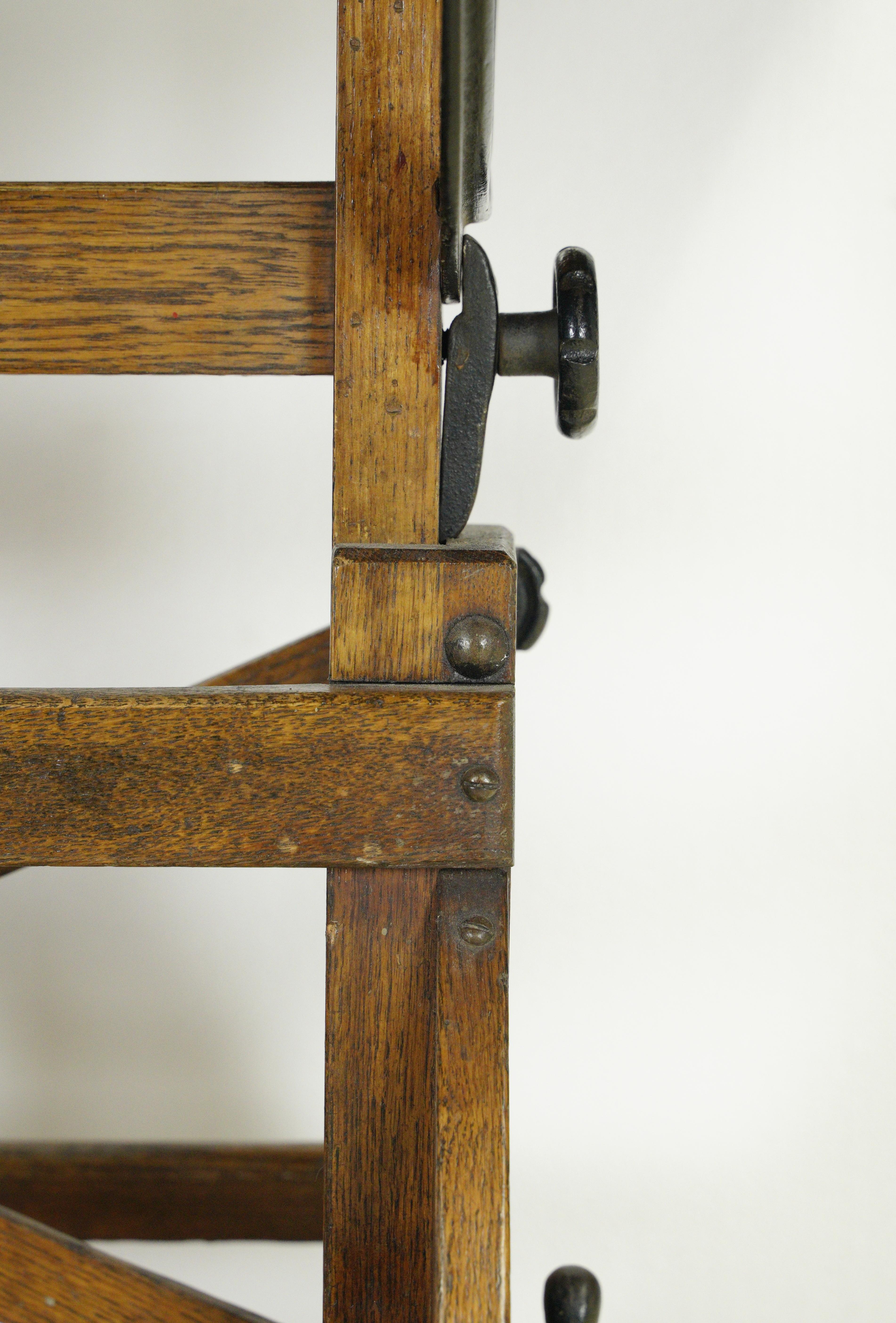 American Vintage Adjustable Height Tilting Oak & Pine Drafting Table