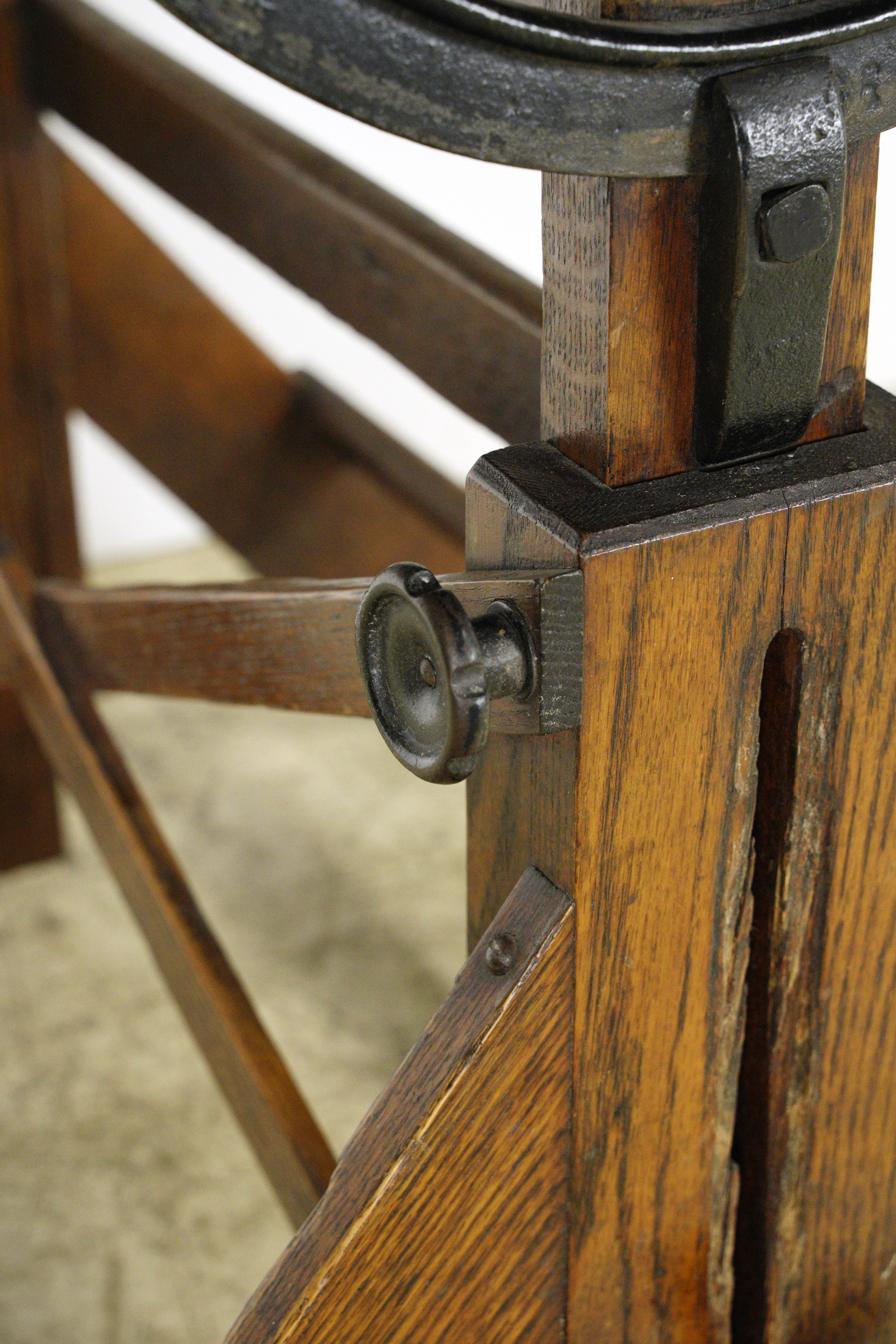 Iron Vintage Adjustable Height Tilting Oak & Pine Drafting Table