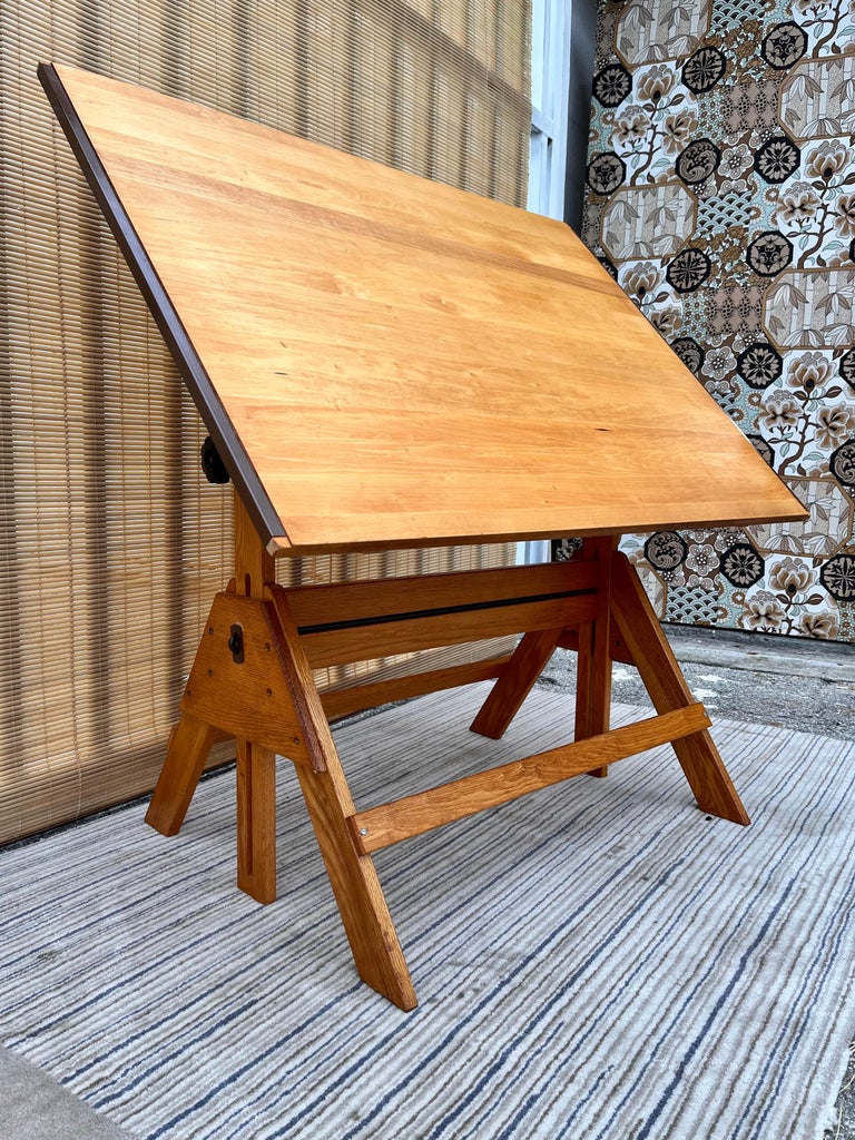 Vintage Adjustable Industrial Drafting Table by Anchor Bilt at 1stDibs