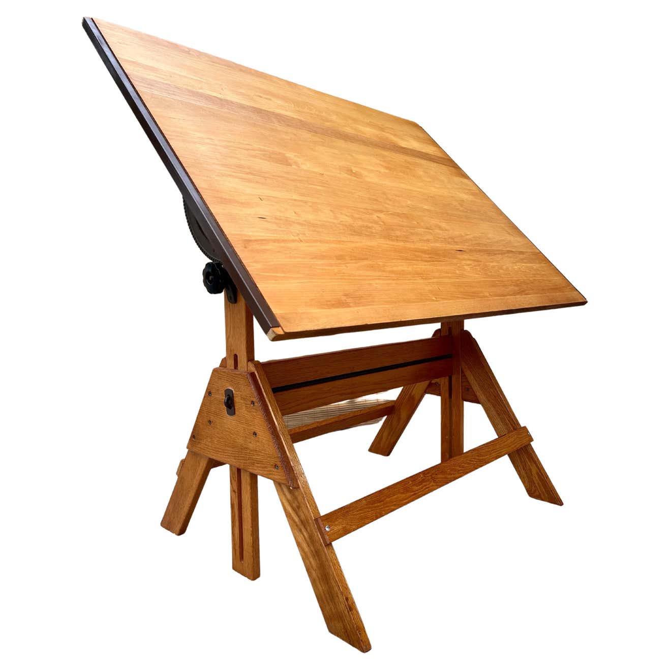Attachable Draft Table Vintage Adjustable Industrial Drafting Table by Anchor Bilt at 1stDibs