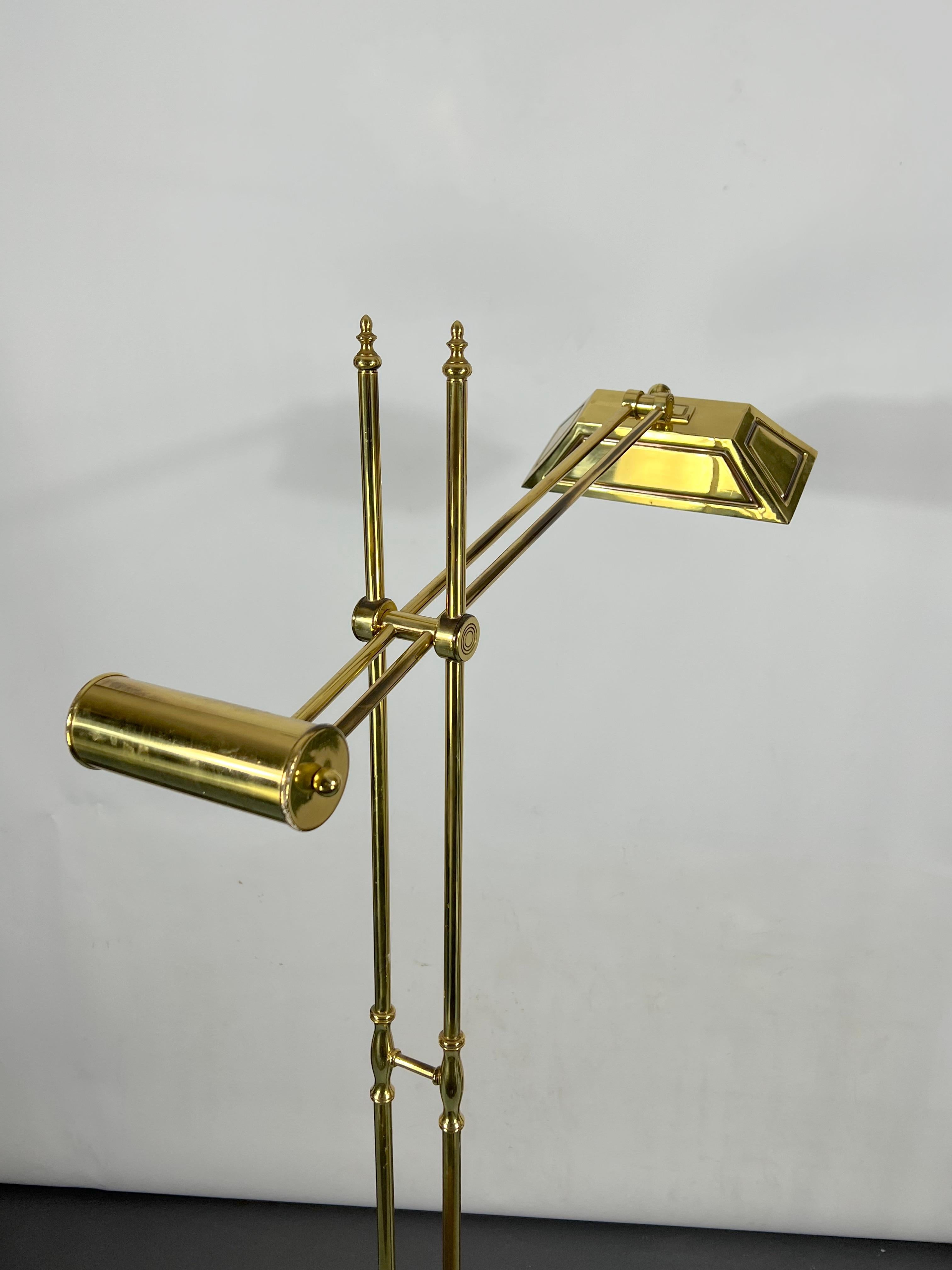Vintage Adjustable Italian Solid Brass Floor Lamp from 70s For Sale 8