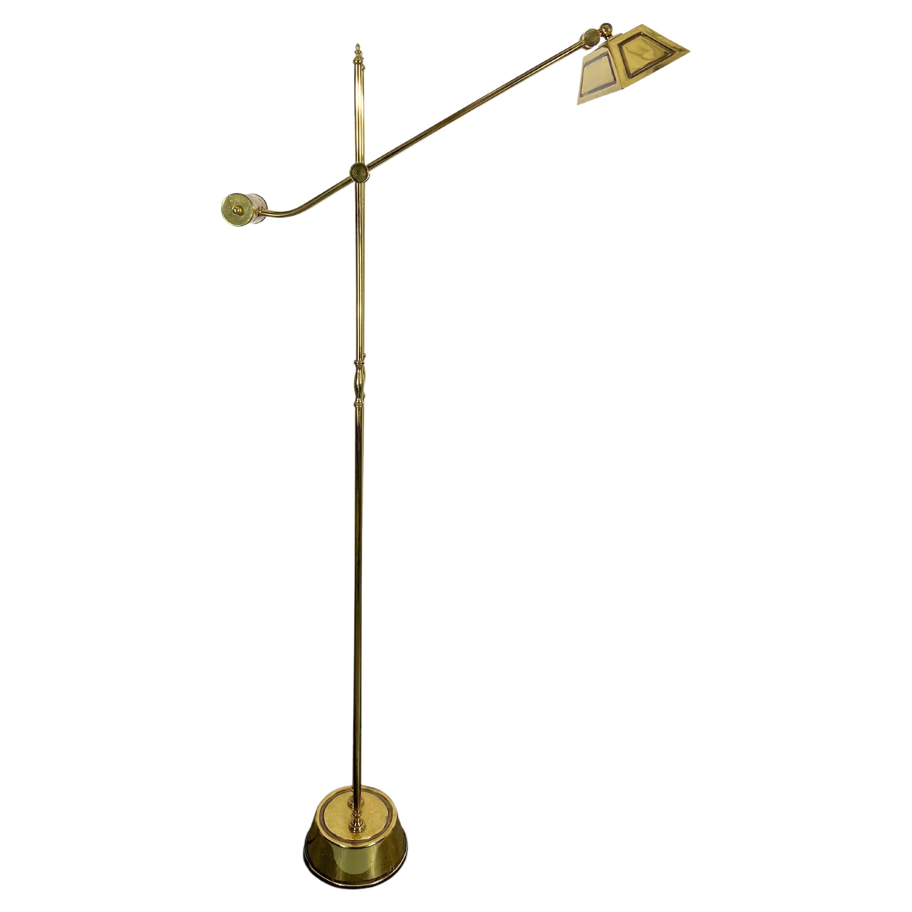 Vintage Adjustable Italian Solid Brass Floor Lamp from 70s en vente