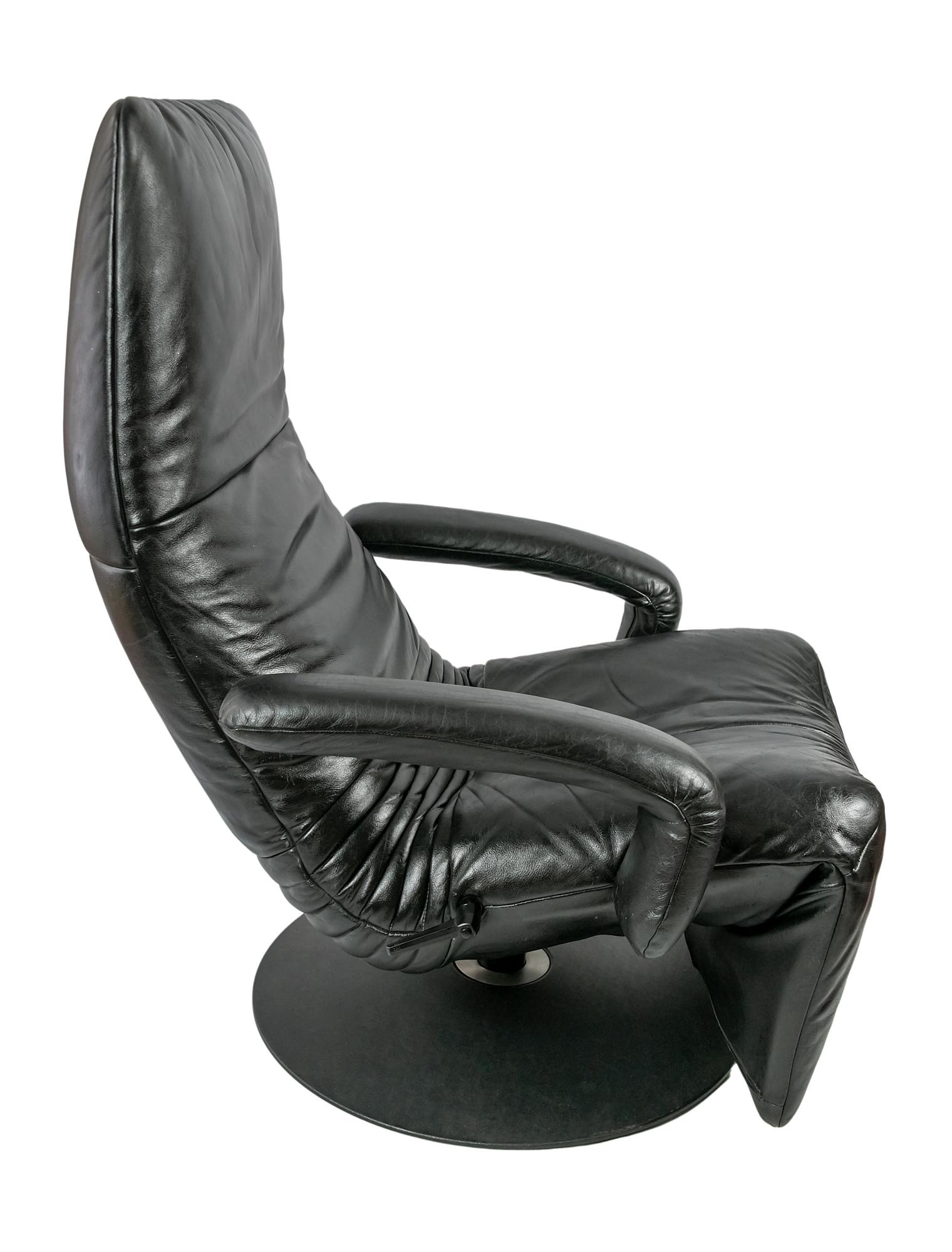 Belgian Vintage Adjustable Reclining Lounge Leather Armchair by JORI
