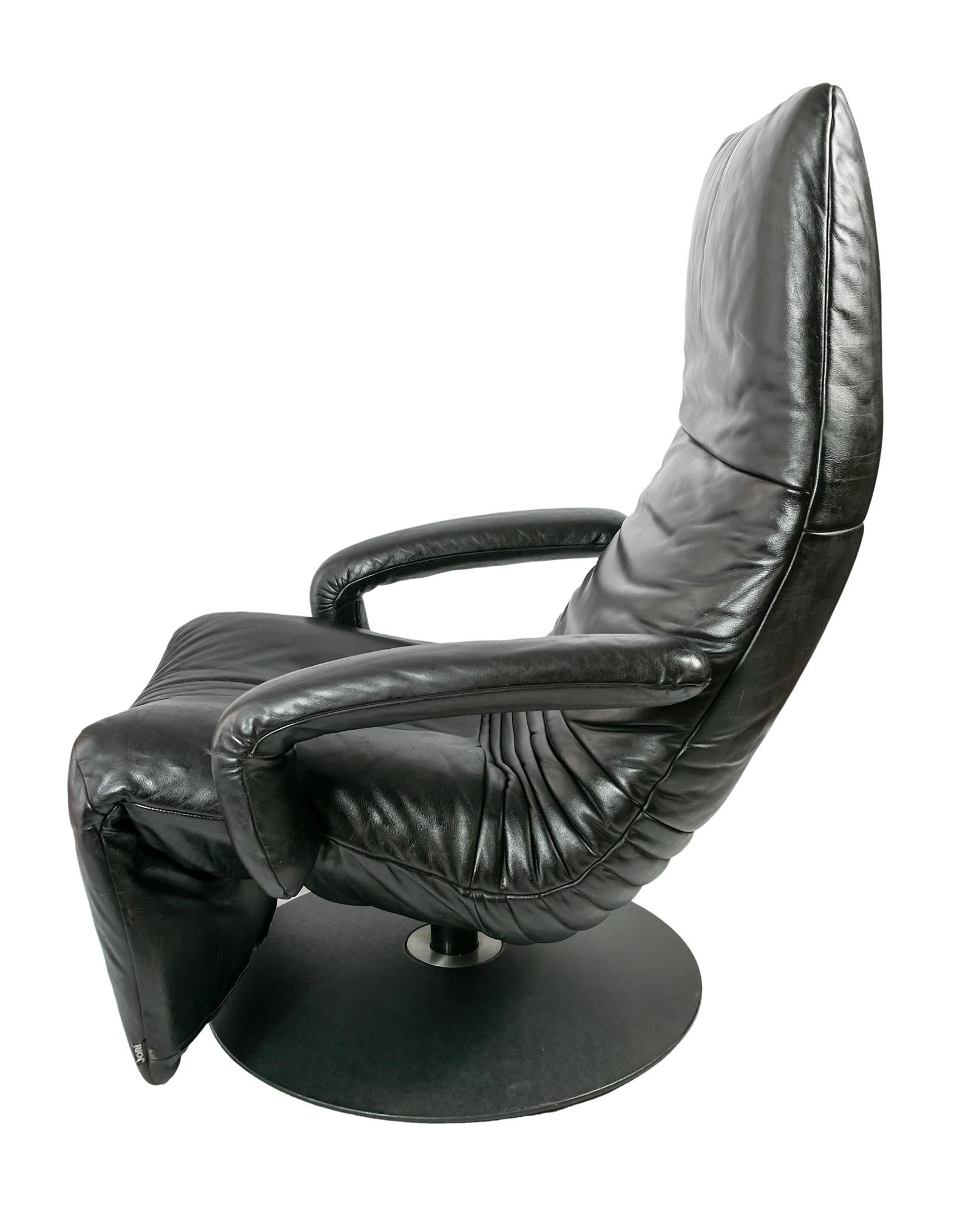 20th Century Vintage Adjustable Reclining Lounge Leather Armchair by JORI