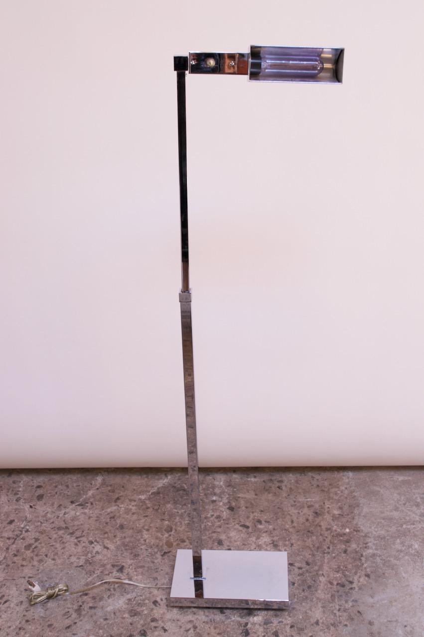 Steel Vintage Adjustable Rectilinear Chrome Floor Lamp by Casella Lighting For Sale