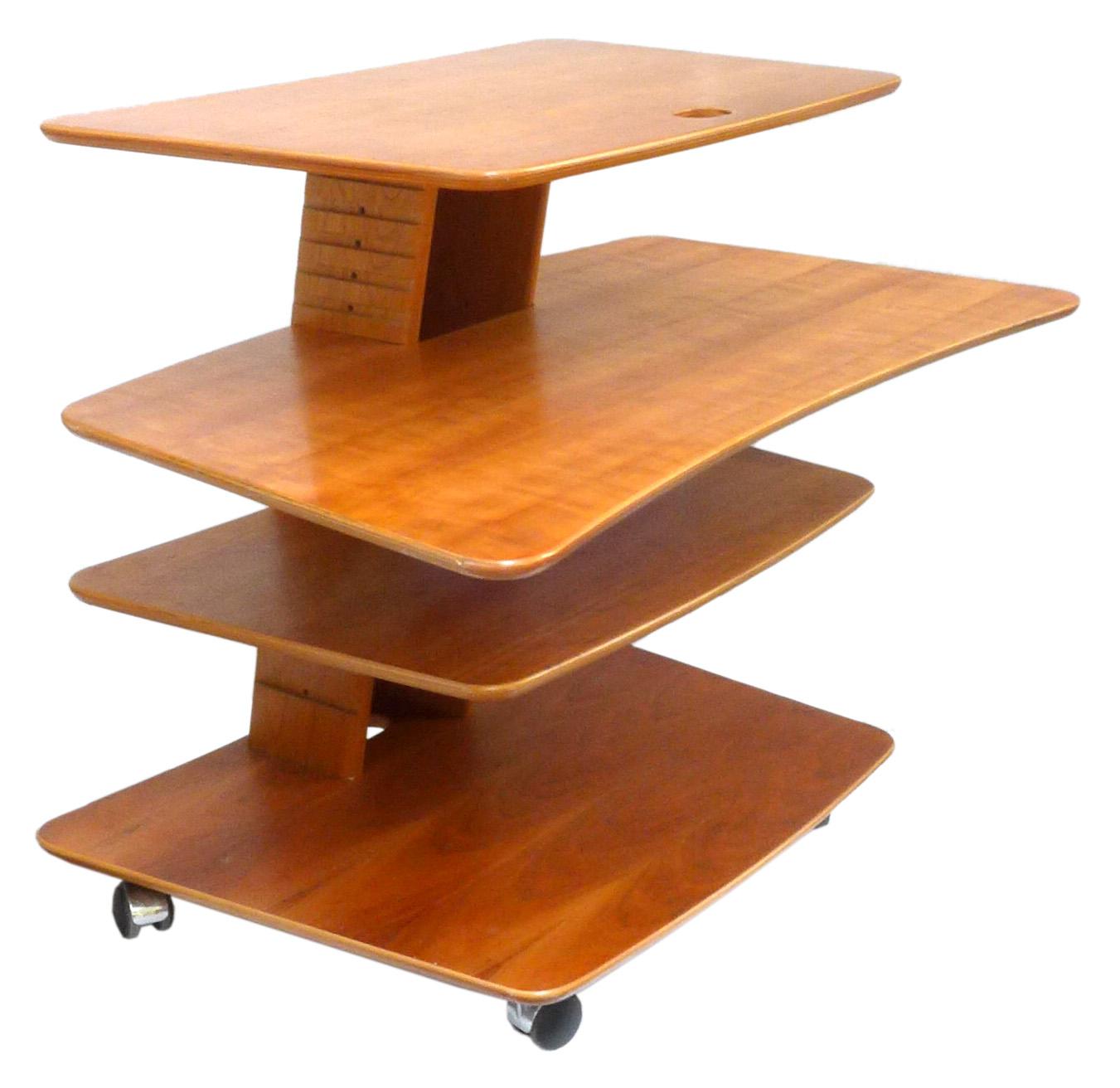 Vintage Adjustable Rolling Table Or Workstation By Aksel