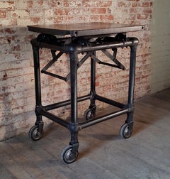Vintage Adjustable Steel Bar Cart / Display Island