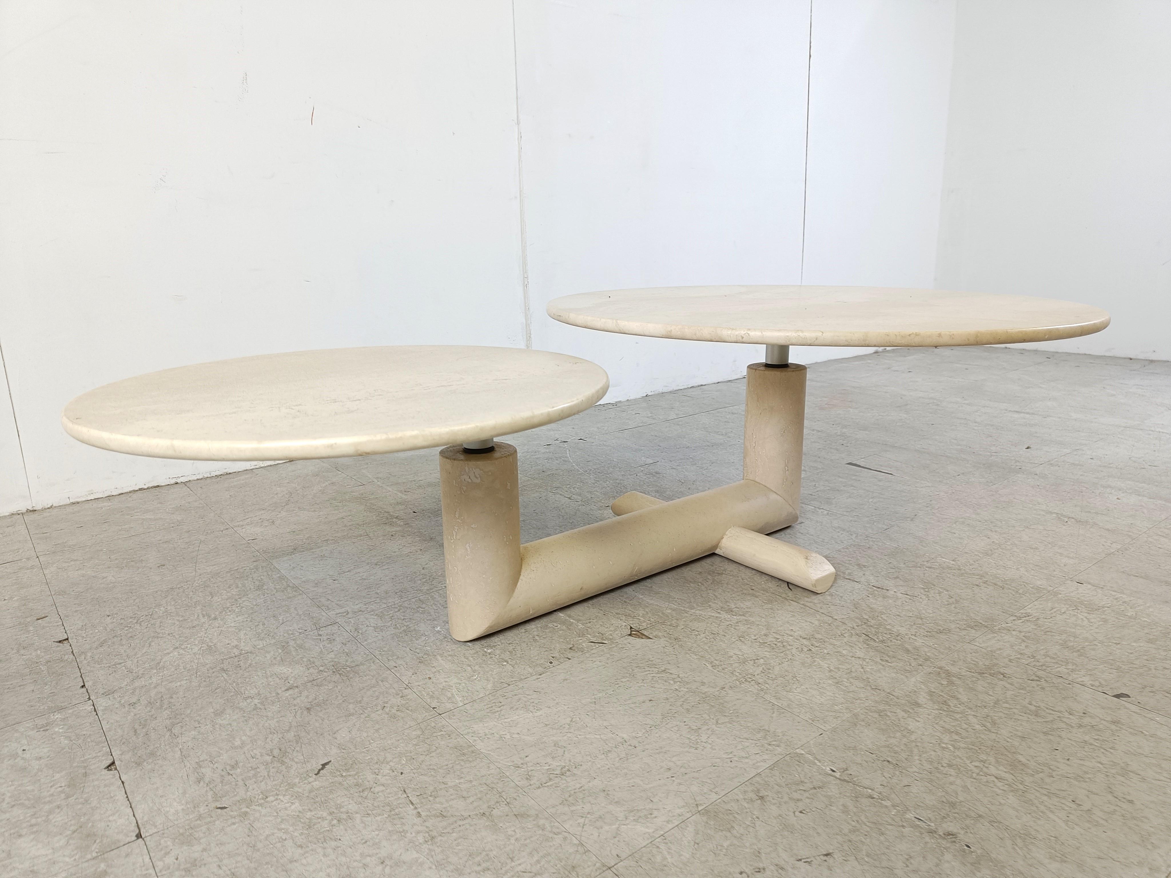 Vintage adjustable travertine coffee table for Roche Bobois, 1970s For Sale 4
