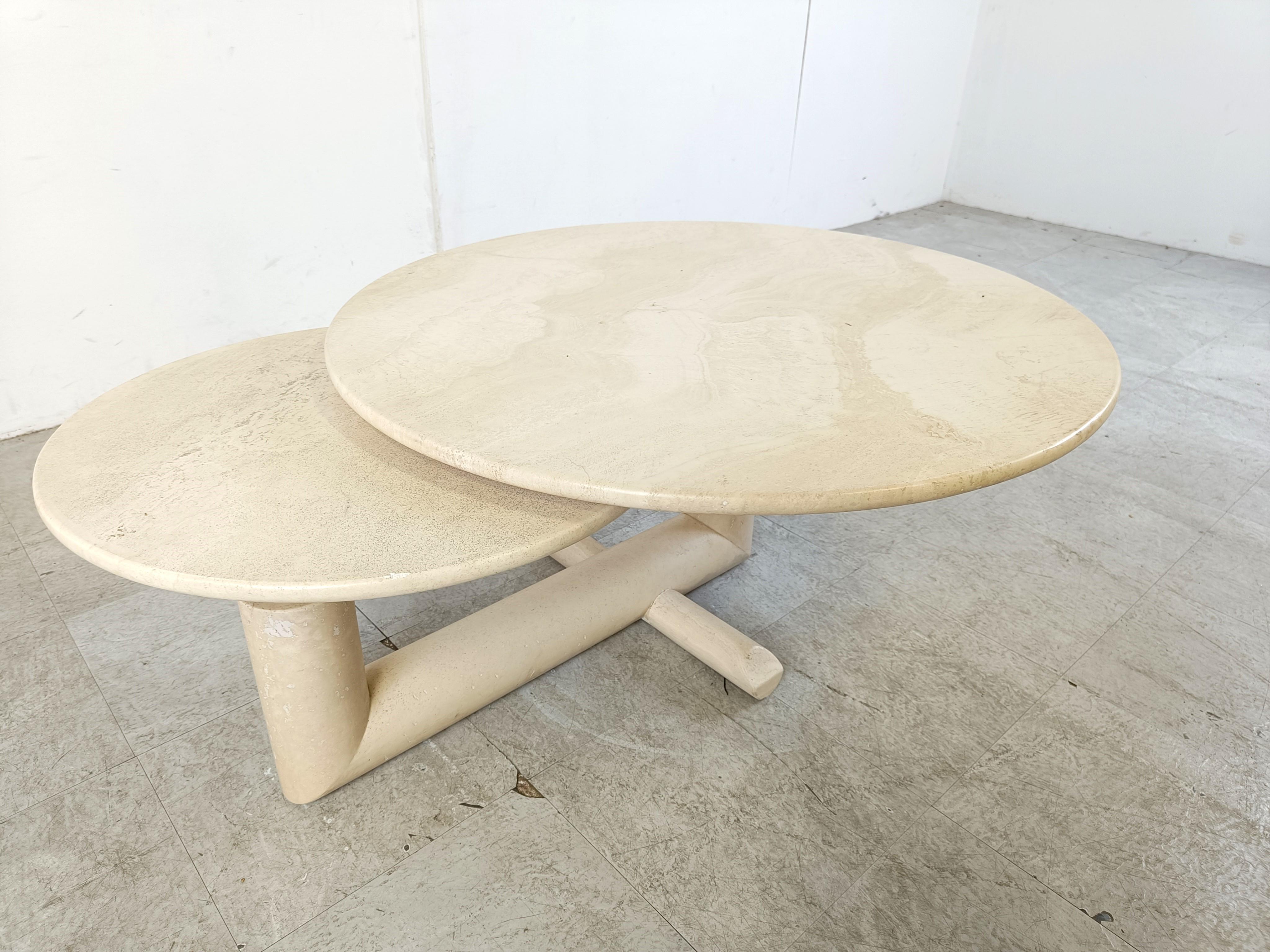 Vintage adjustable travertine coffee table for Roche Bobois, 1970s For Sale 5