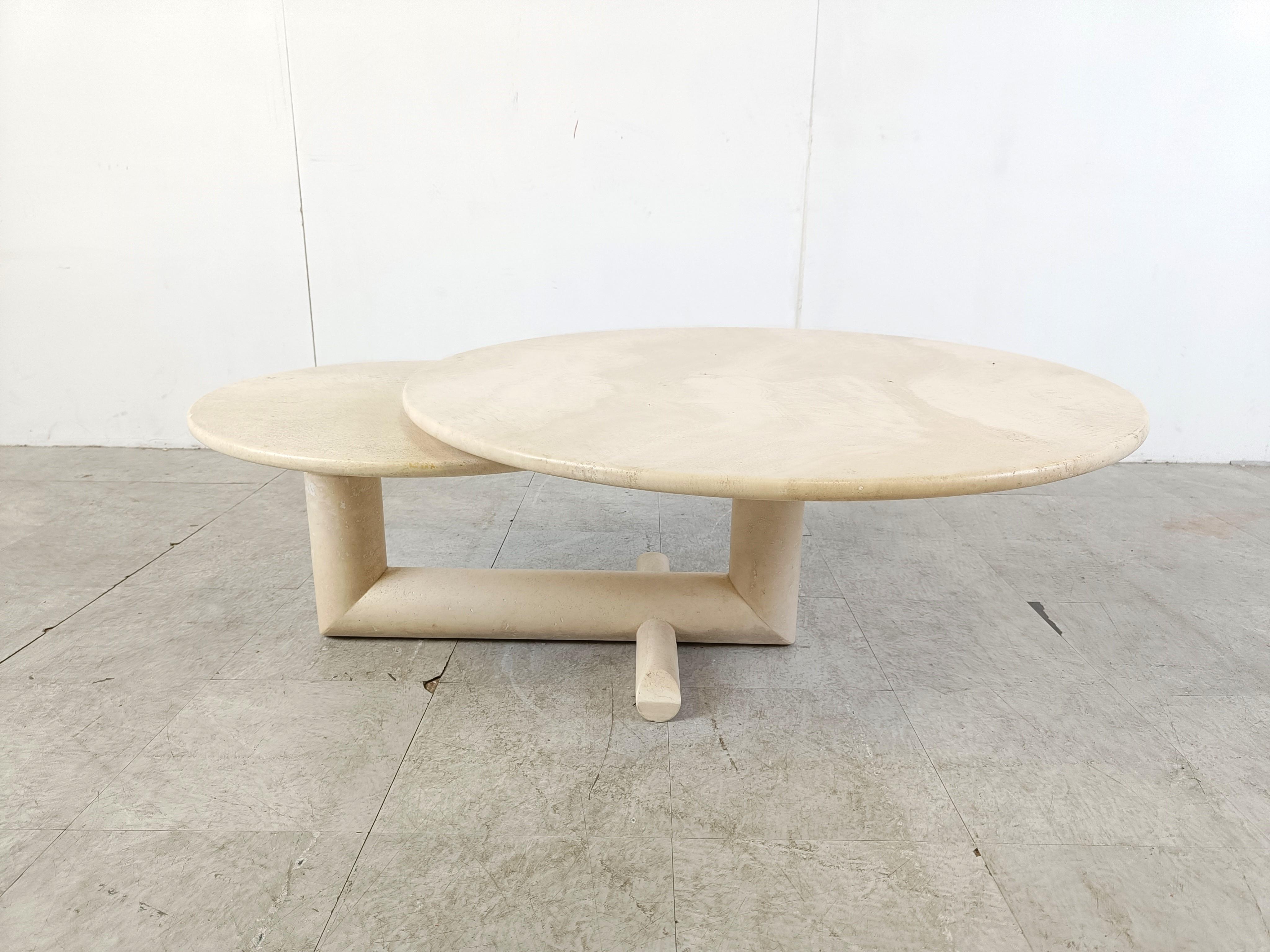 Mid-Century Modern Vintage adjustable travertine coffee table for Roche Bobois, 1970s For Sale