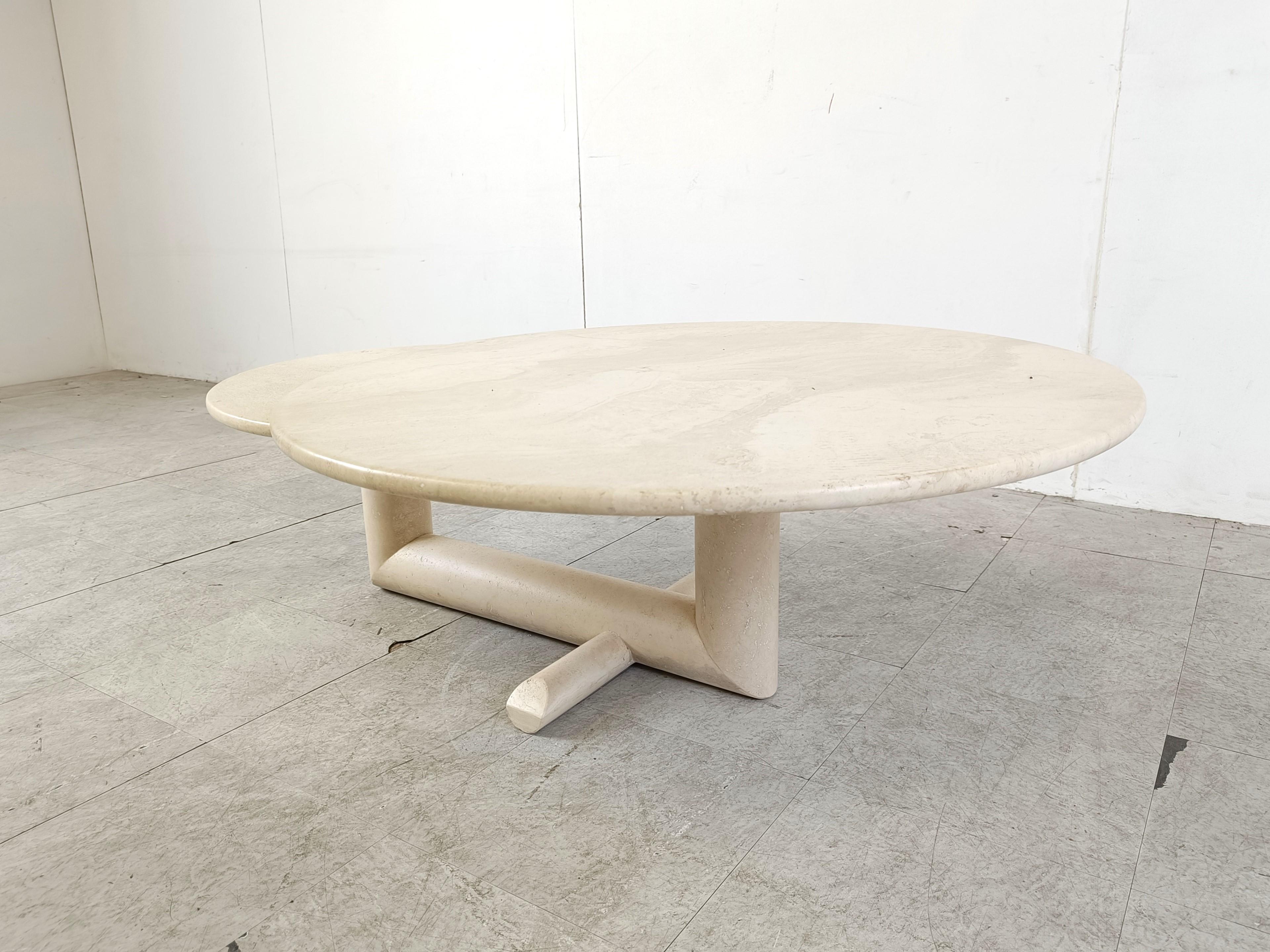 Late 20th Century Vintage adjustable travertine coffee table for Roche Bobois, 1970s For Sale