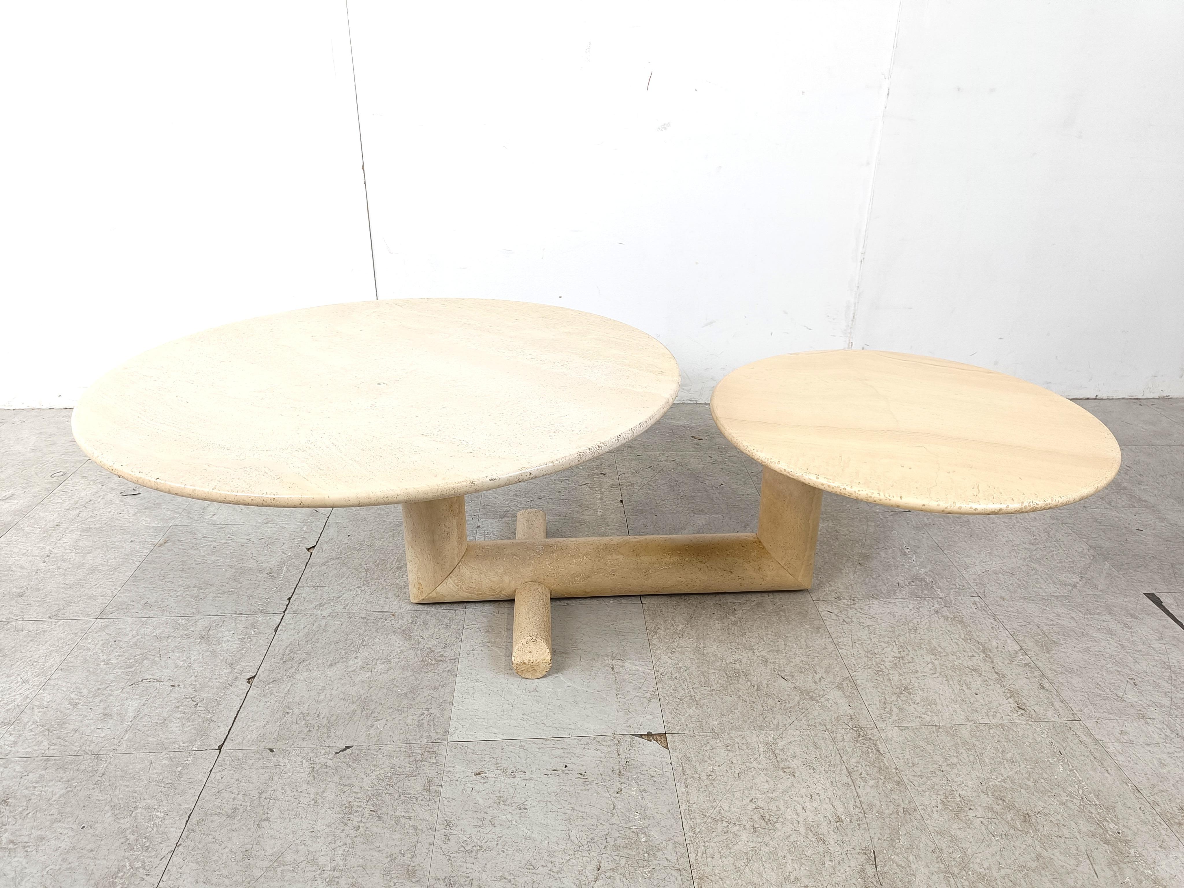 Late 20th Century Vintage adjustable travertine coffee table for Roche Bobois, 1970s  For Sale