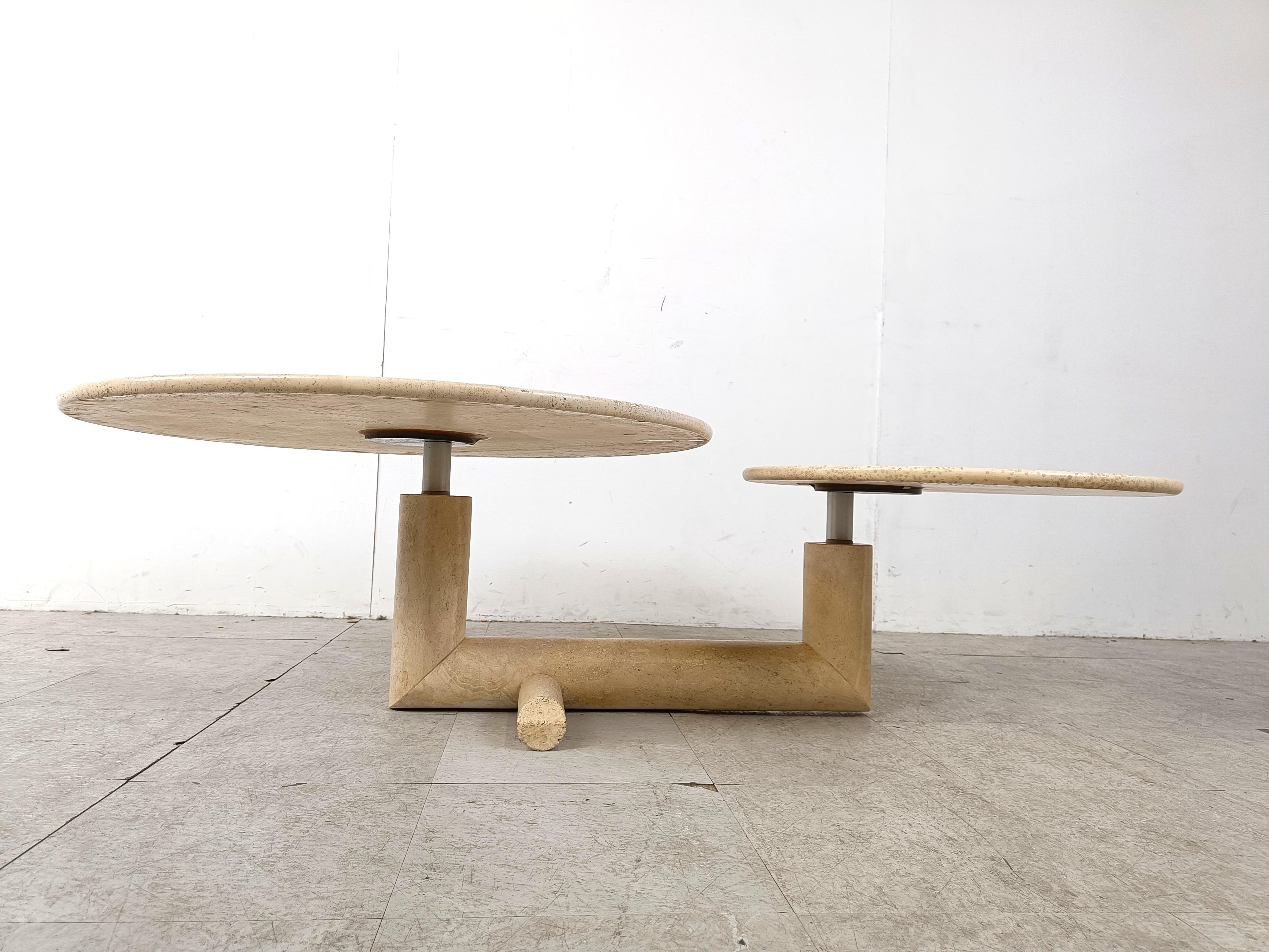 Vintage adjustable travertine coffee table for Roche Bobois, 1970s  For Sale 1