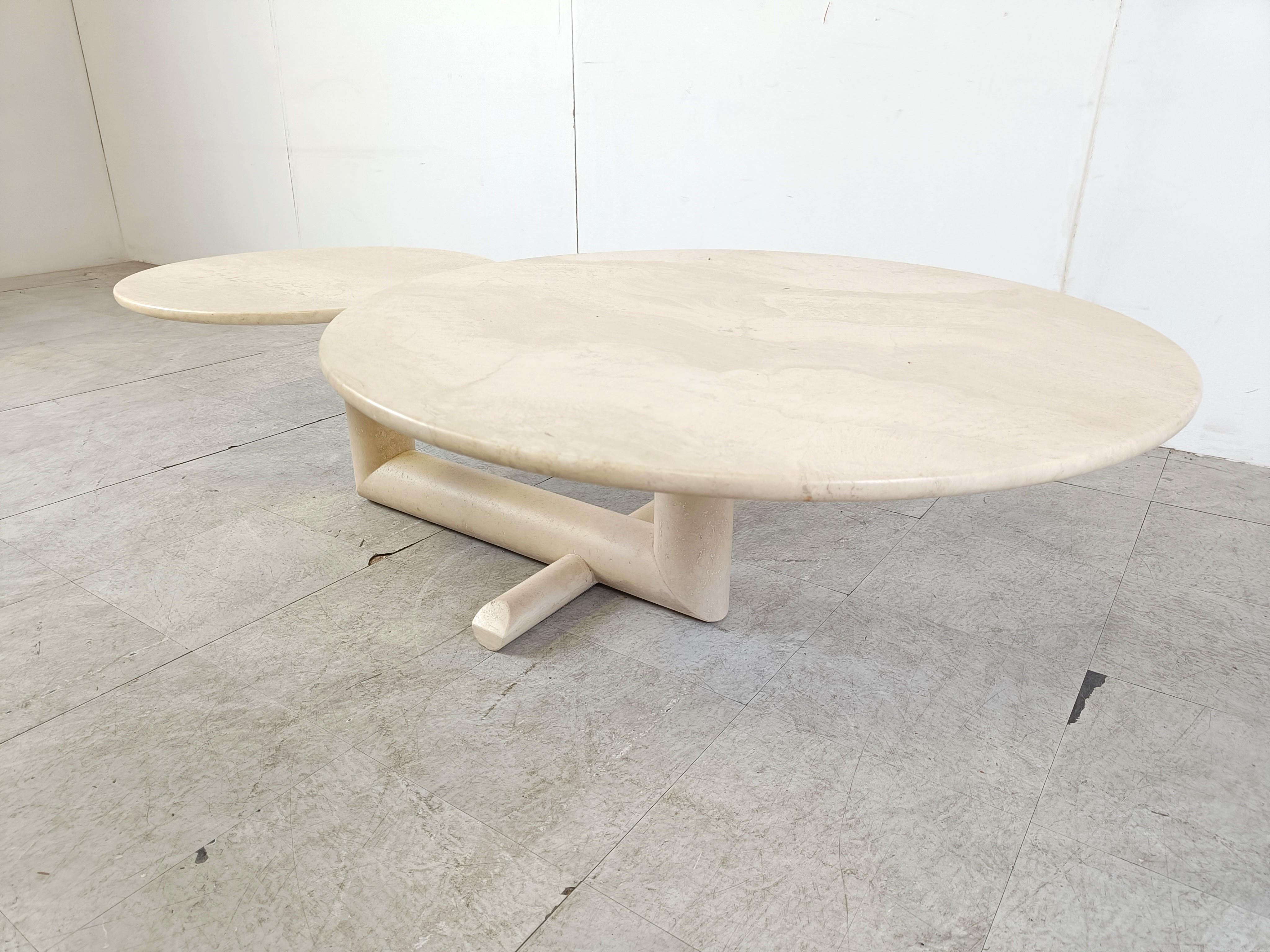 Vintage adjustable travertine coffee table for Roche Bobois, 1970s For Sale 2