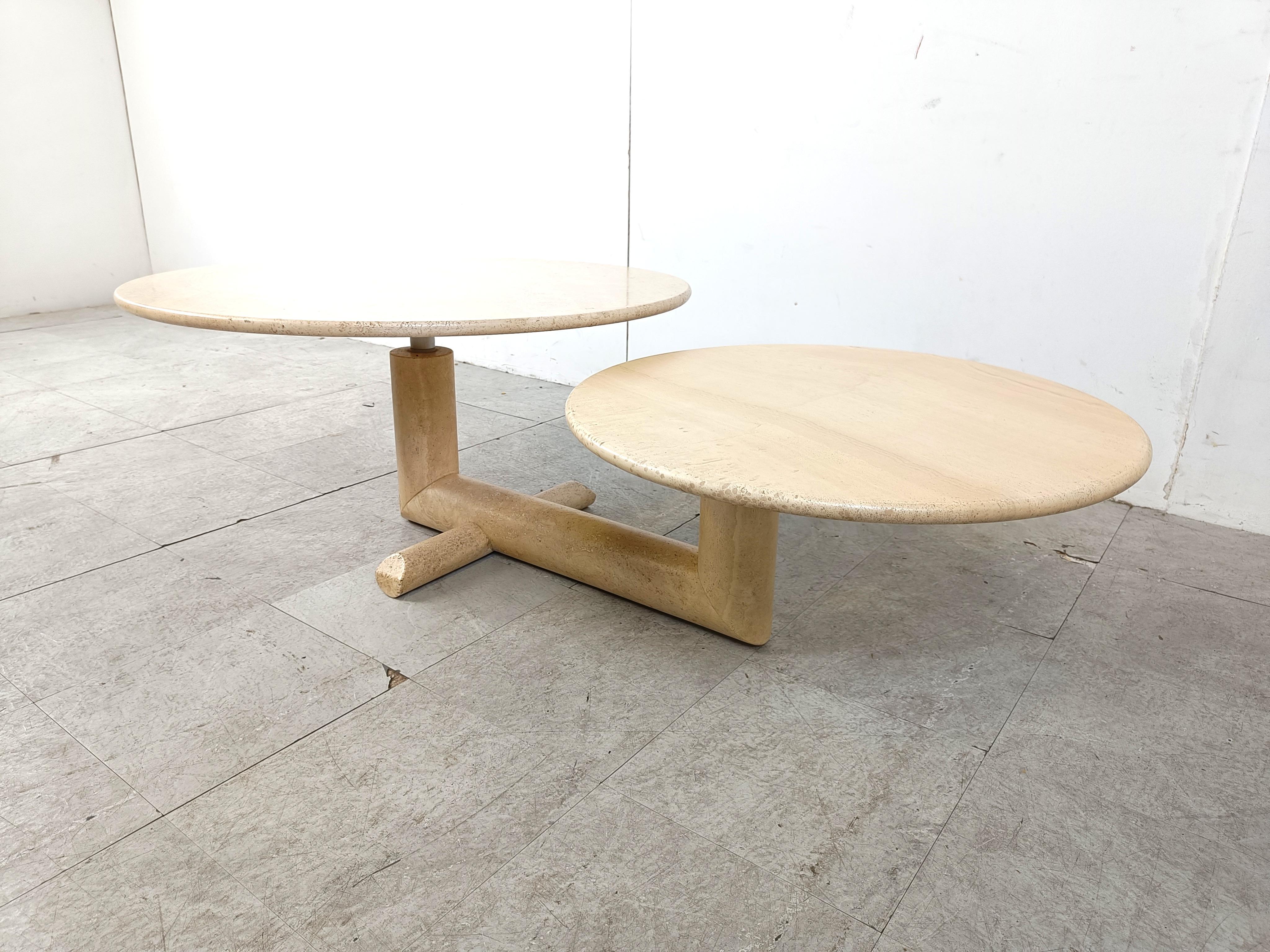 Vintage adjustable travertine coffee table for Roche Bobois, 1970s  For Sale 2
